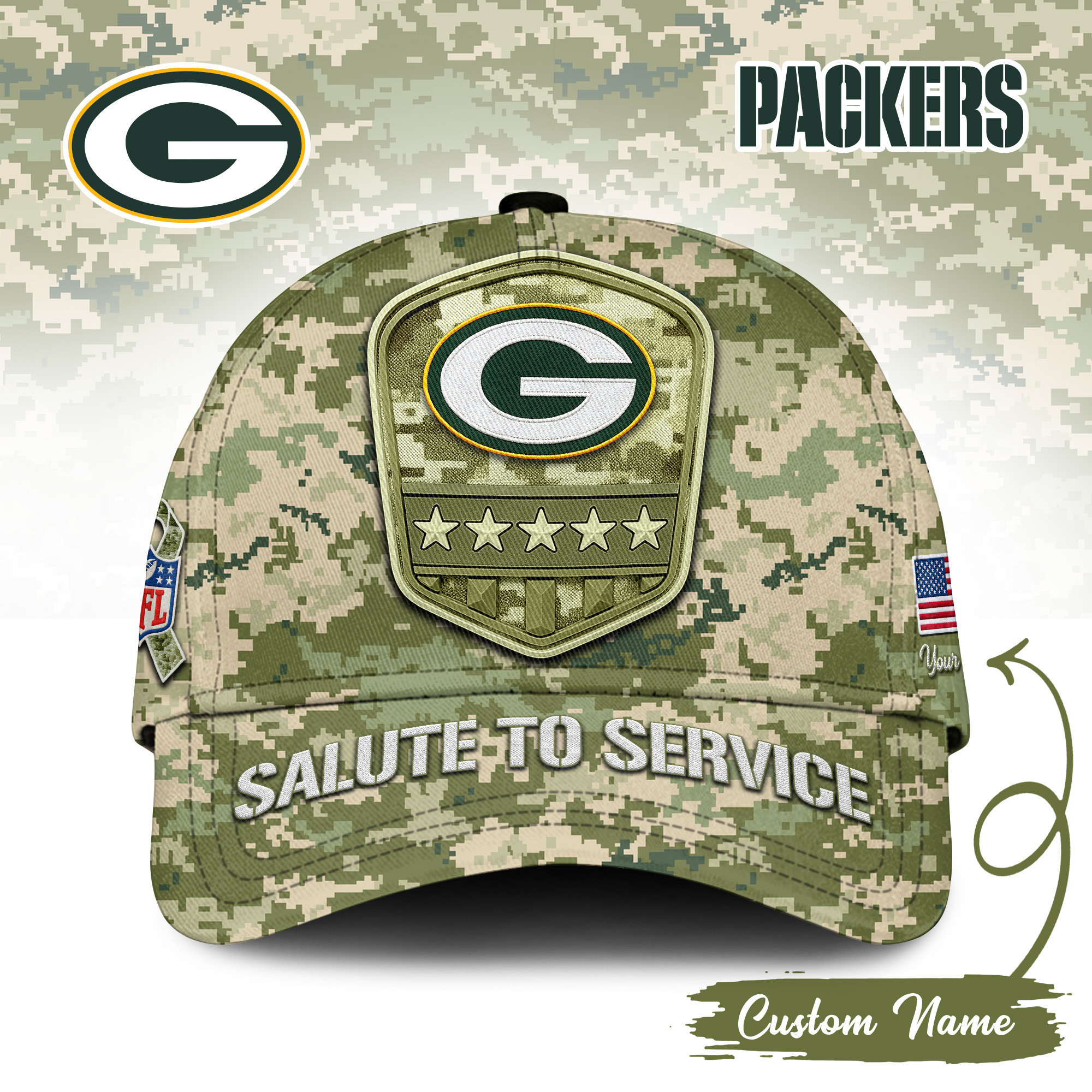 Green Bay Packers | Premium NFL Salute To Service Classic Cap TD