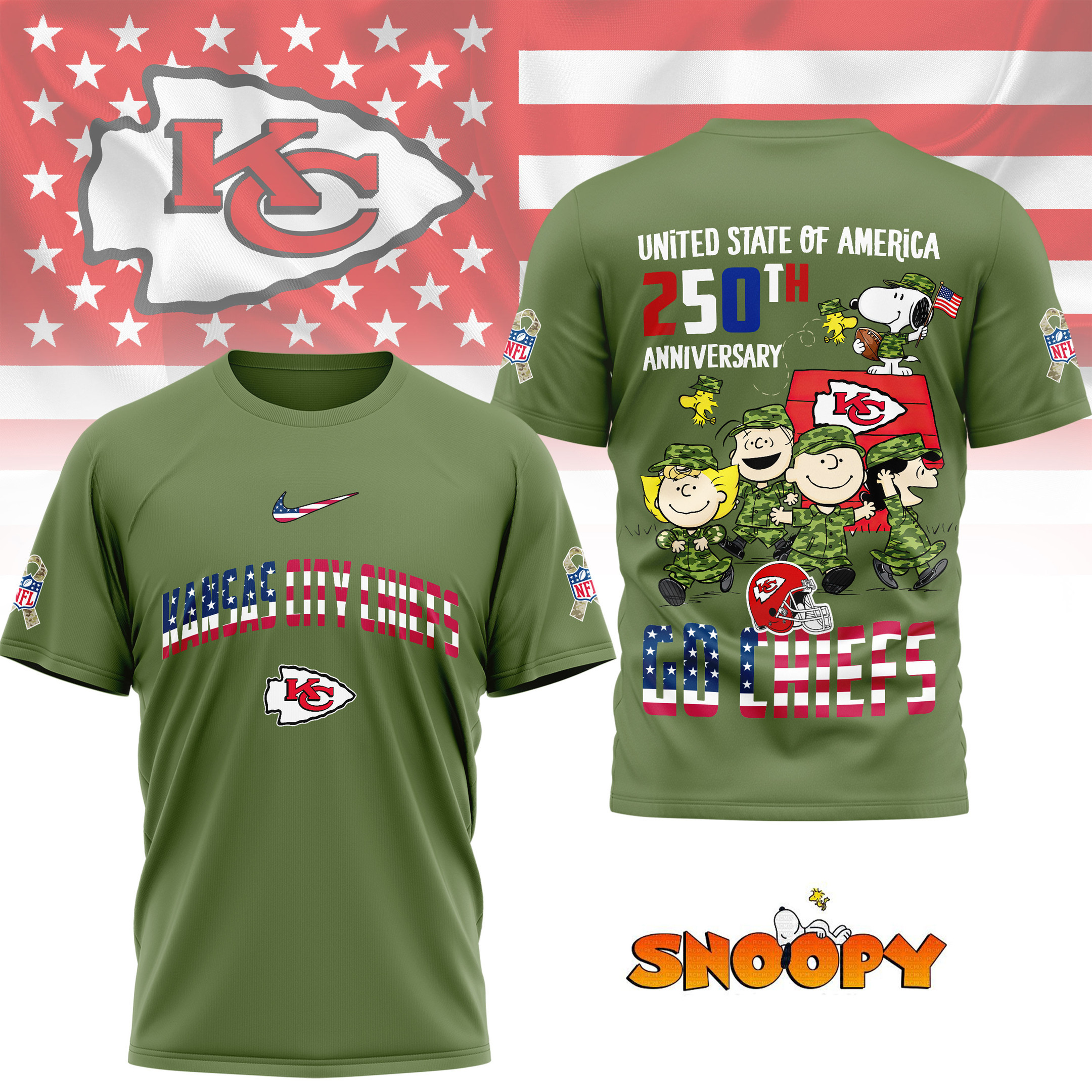 Kansas City Chiefs | Premium NFL Freedom 250 3D Shirt NY