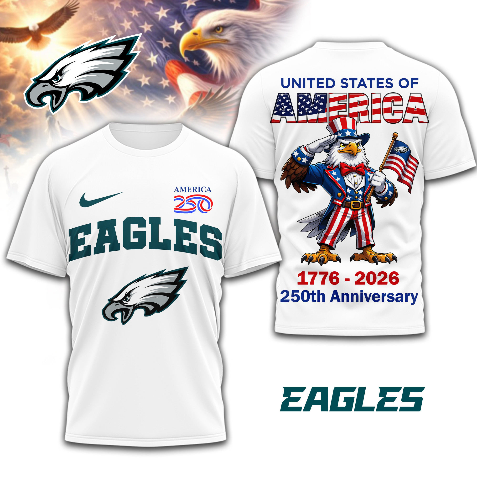 Philadelphia Eagles | Premium NFL American 250 3D Shirt TD