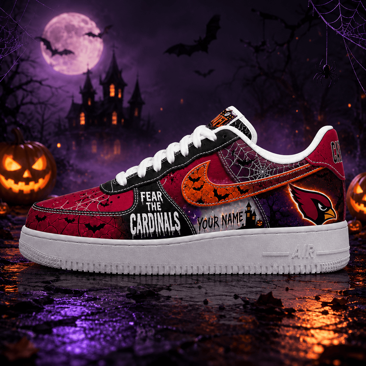 Arizona Cardinals | Premium NFL Fear The Team Halloween AF1 Sneakers