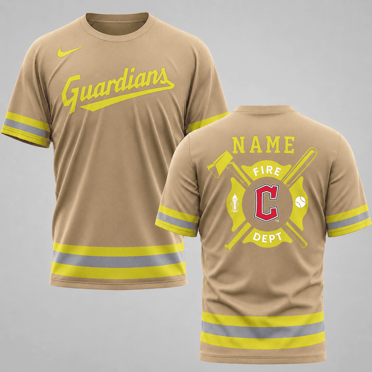 Cleveland Guardians | MLB x Personalized Firefighters Hi-vis 3D Shirt