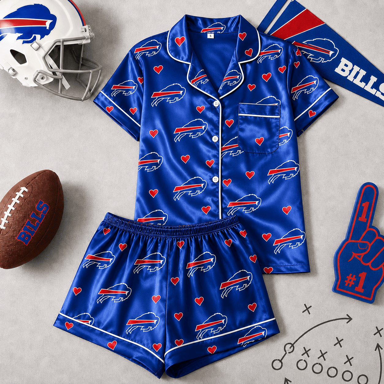 Buffalo Bills | Premium NFL Love Satin Pajamas Set NY