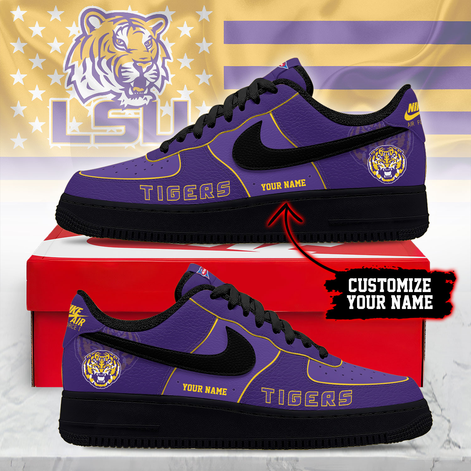 LSU Tigers | Premium NCAA Custom AF1 Shoes NY
