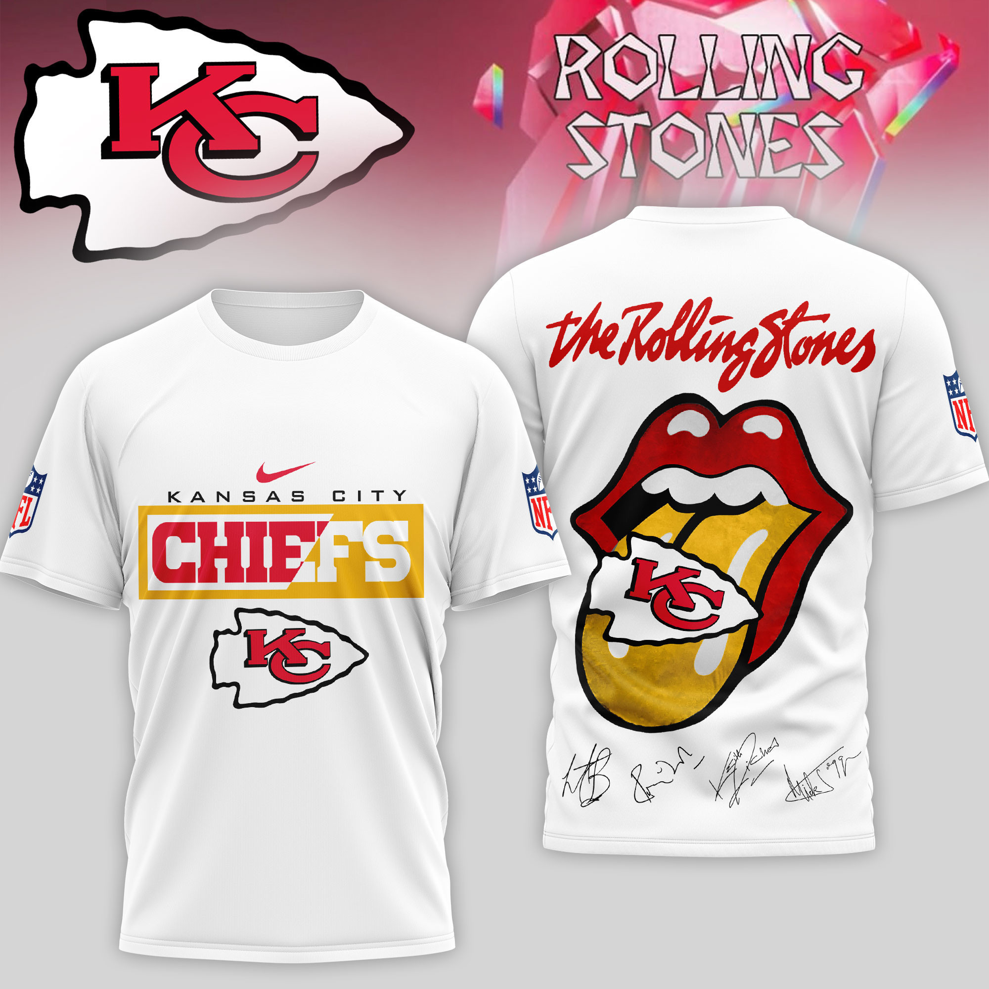 Kansas City Chiefs | Premium NFL The Rolling Stones 3D Shirt TD