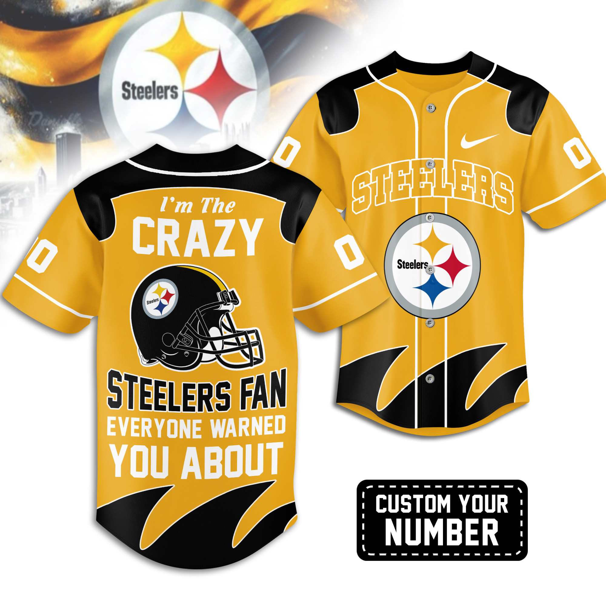 Pittsburgh Steelers | Premium NFL Crazy Football Fan Personalized Jersey TD