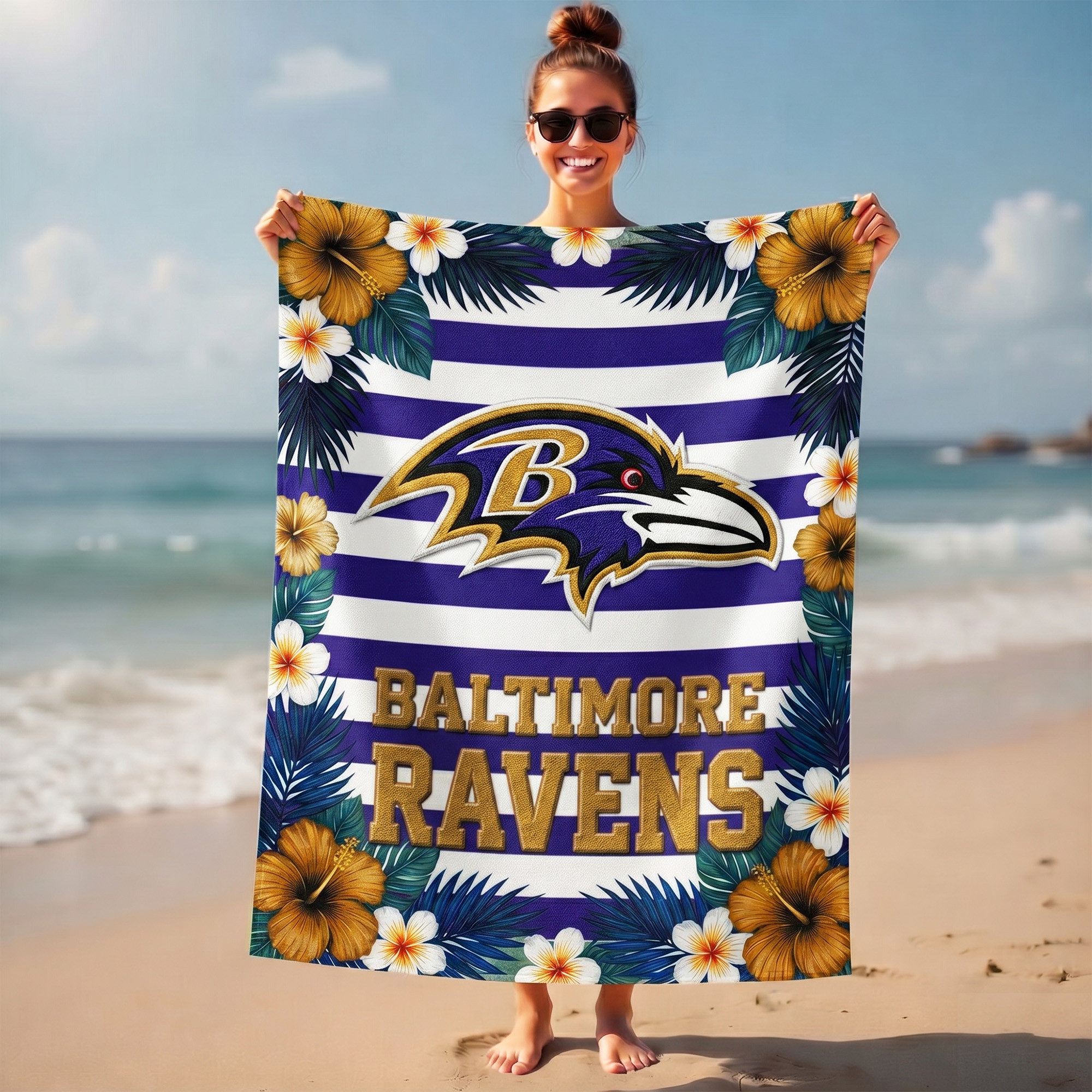 Baltimore Ravens | Premium NFL Tropical Beach Towel NY
