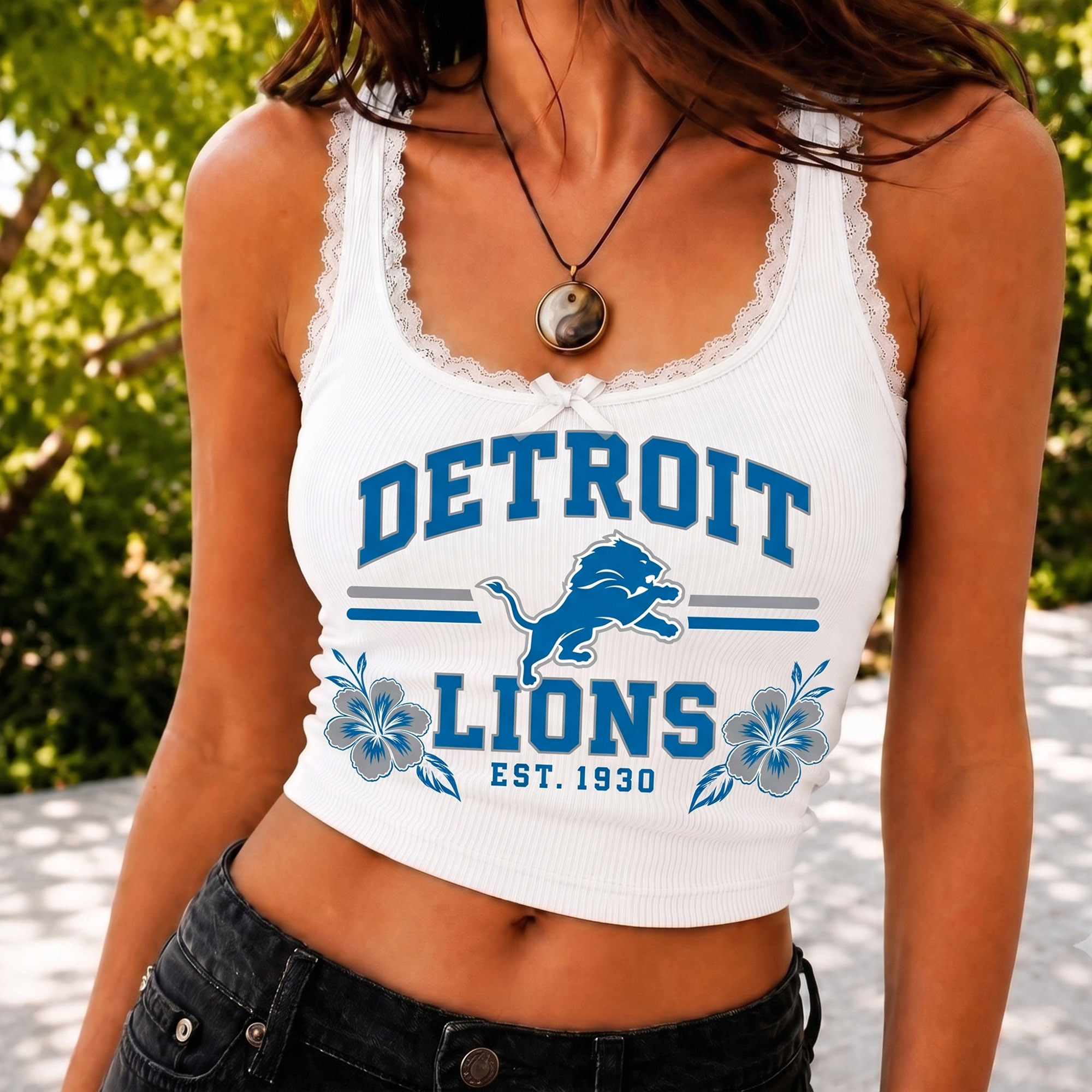 Detroit Lions | Premium NFL Game Day Lace Tank Top Shirt NY