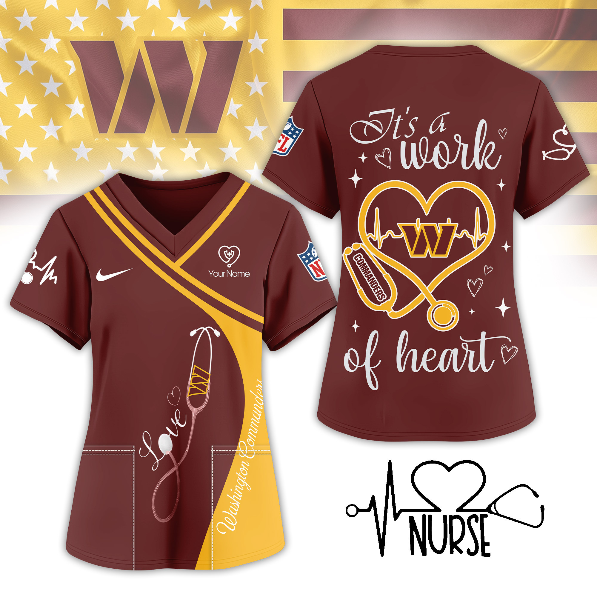 Washington Commanders | Premium NFL Nurse Pride 3D Shirt NY
