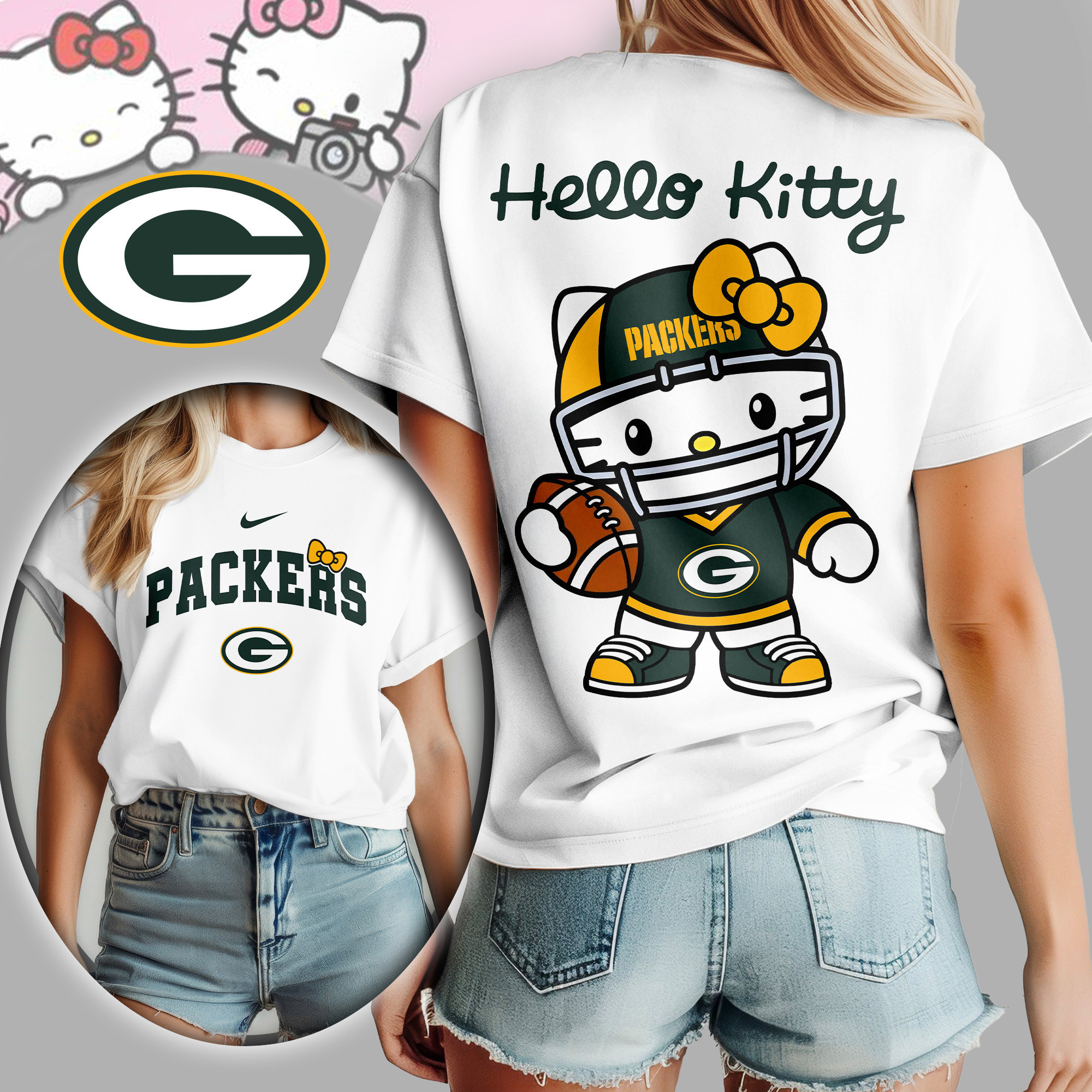 Green Bay Packers | Premium NFL Hello Kitty Women's Shirt TD