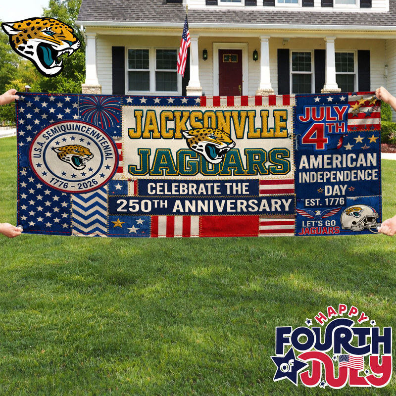 Jacksonville Jaguars | Premium NFL Patchwork America 250 Fabric Banner HY