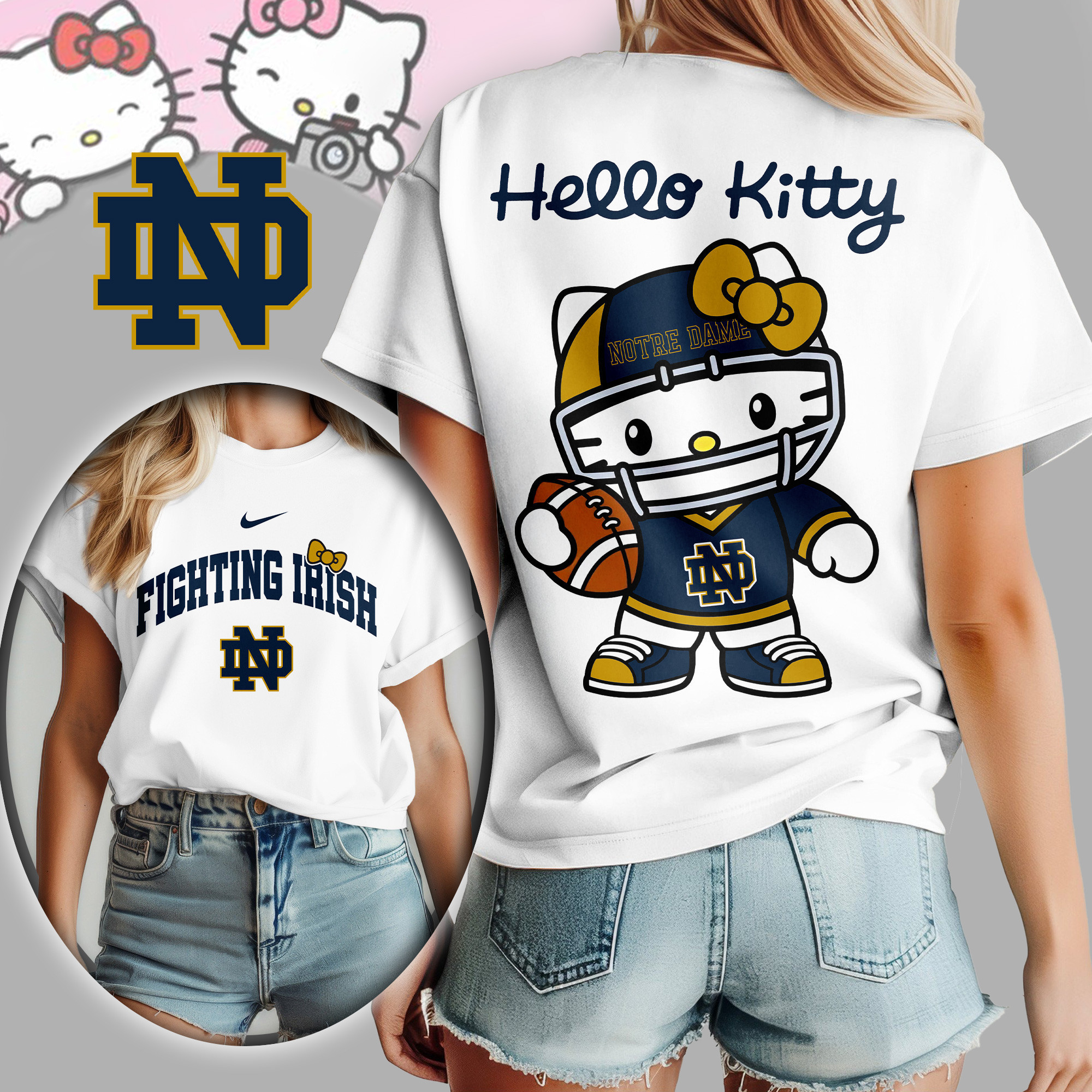 Notre Dame Fighting Irish | Premium NCAA Hello Kitty Women's Shirt TD
