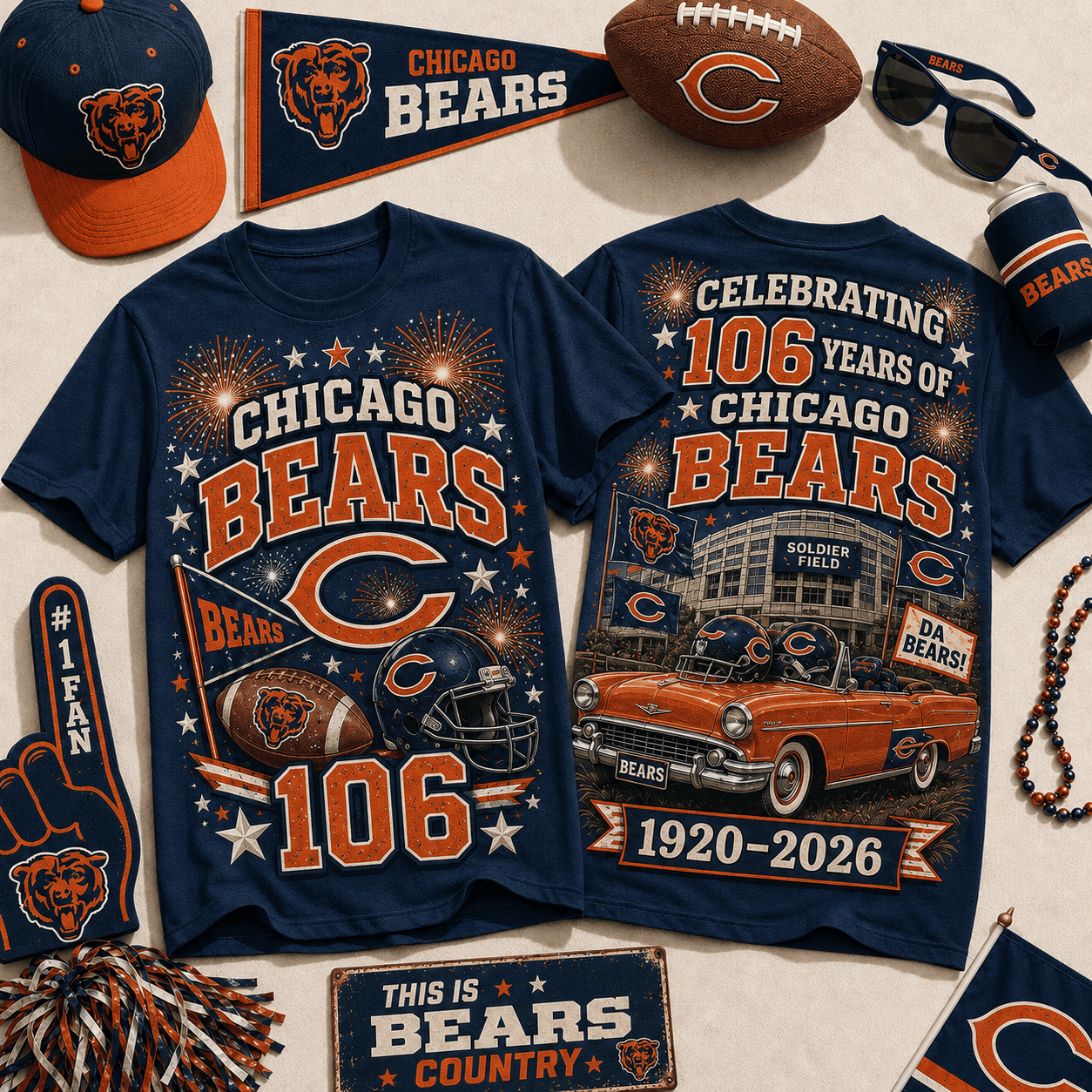Chicago Bears | Premium NFL Legacy Celebration 3D Shirt NY