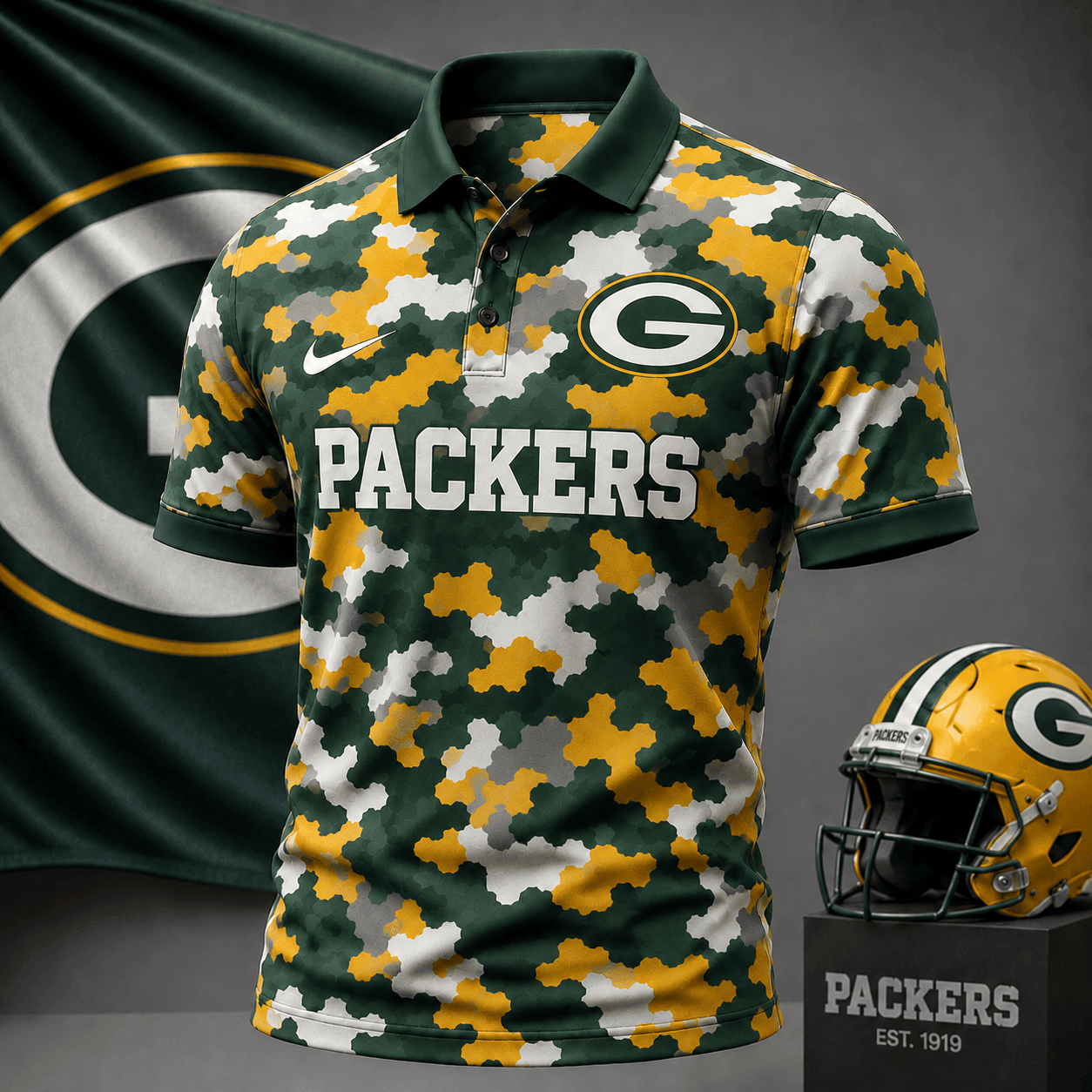 Green Bay Packers | Premium NFL Camo Polo Shirt NY