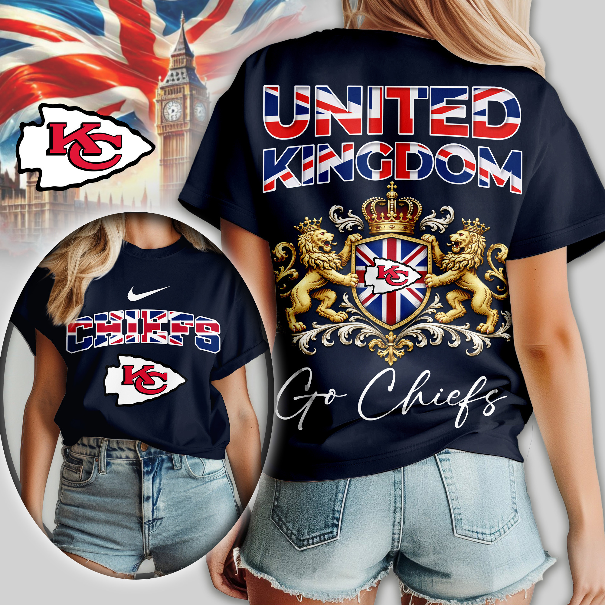 Kansas City Chiefs | Premium NFL United Kingdom Women Shirt TD