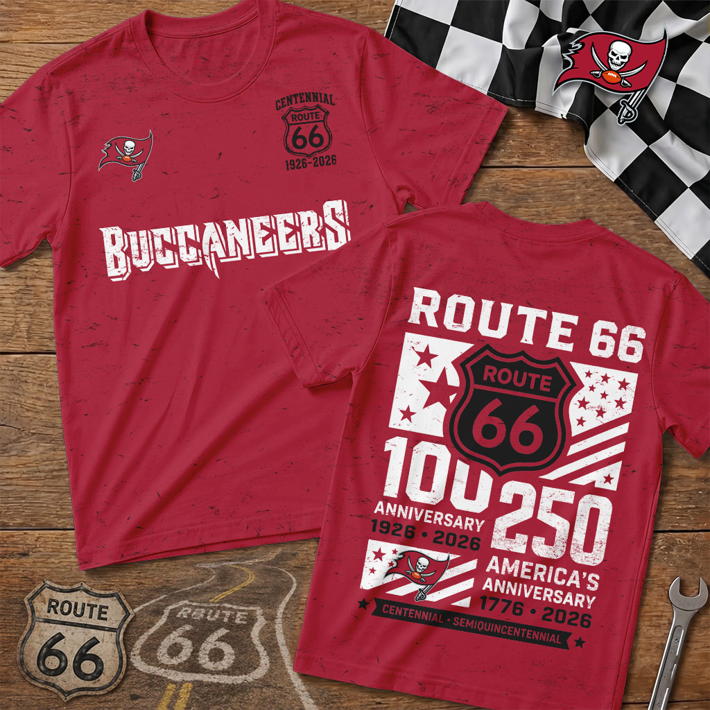 Tampa Bay Buccaneers | Premium NFL Route 66 Centennial T-Shirt TD