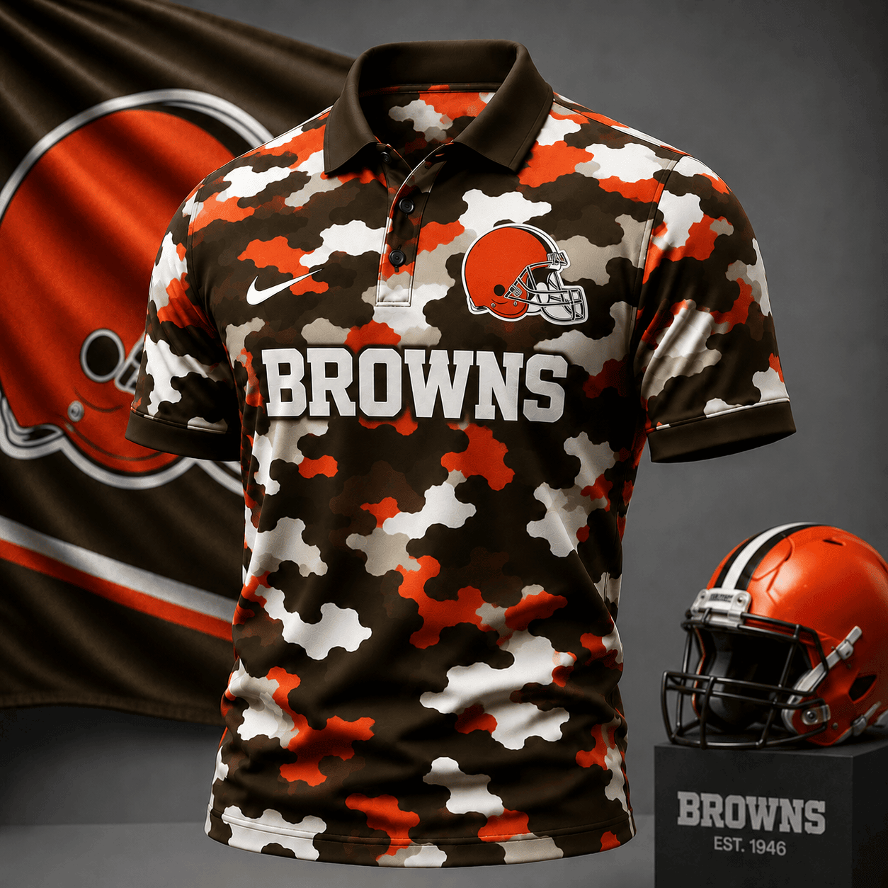 Cleveland Browns | Premium NFL Camo Polo Shirt NY