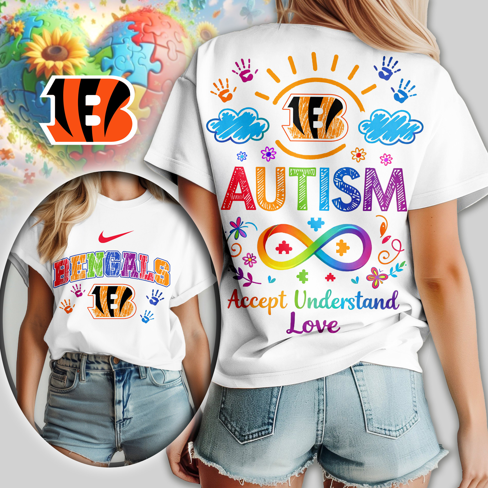 Cincinnati Bengals | Premium NFL National Autism Acceptance Month Women Shirt TD