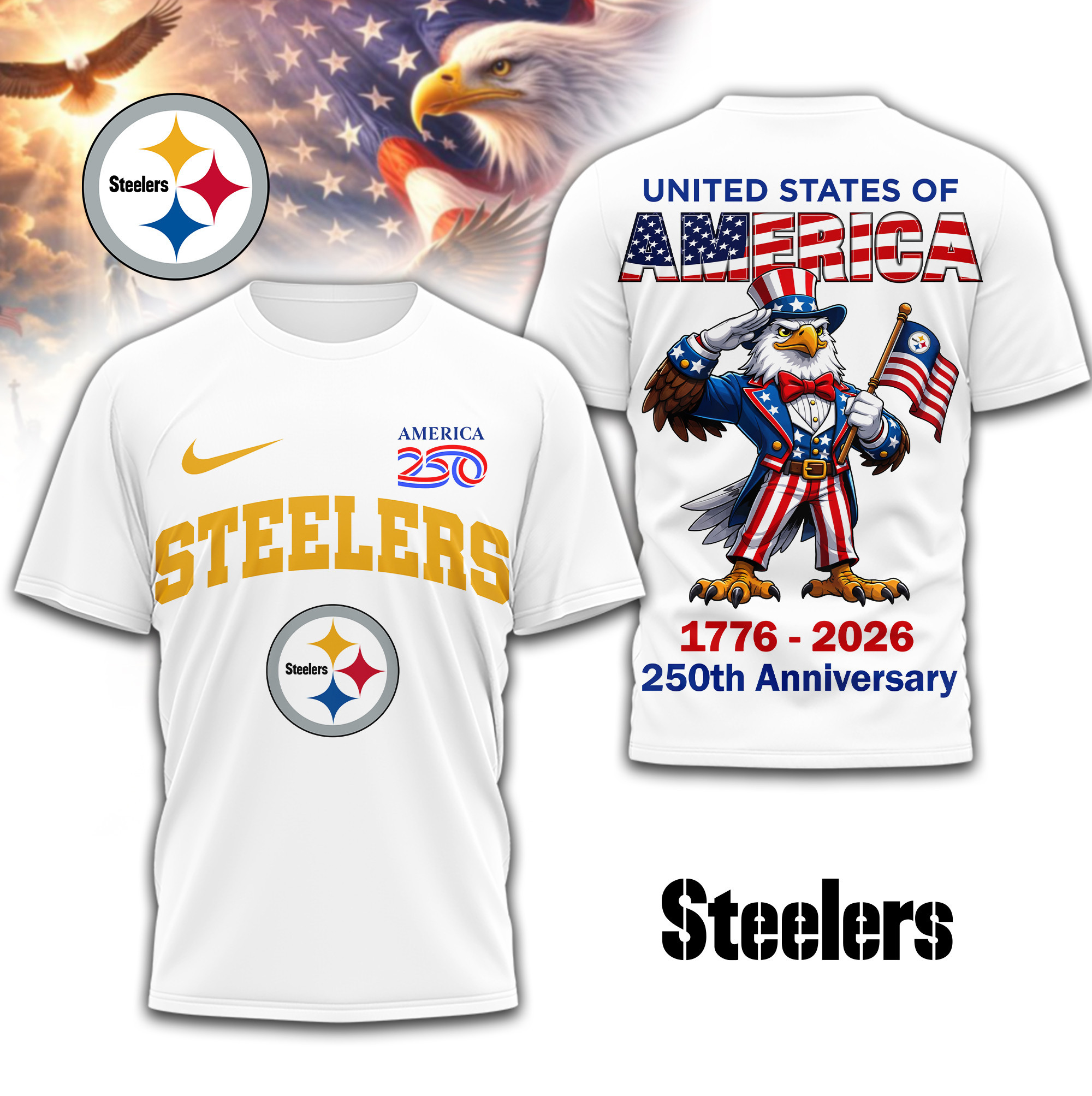 Pittsburgh Steelers | Premium NFL American 250 3D Shirt TD