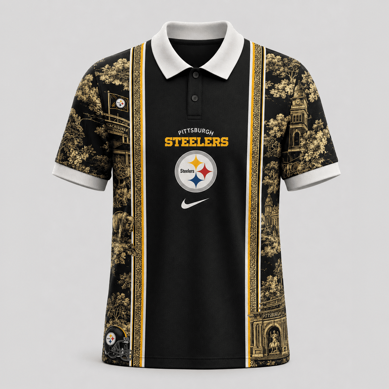Pittsburgh Steelers | Premium NFL Heritage Cityscape Polo Shirt for Loyal Fans TD