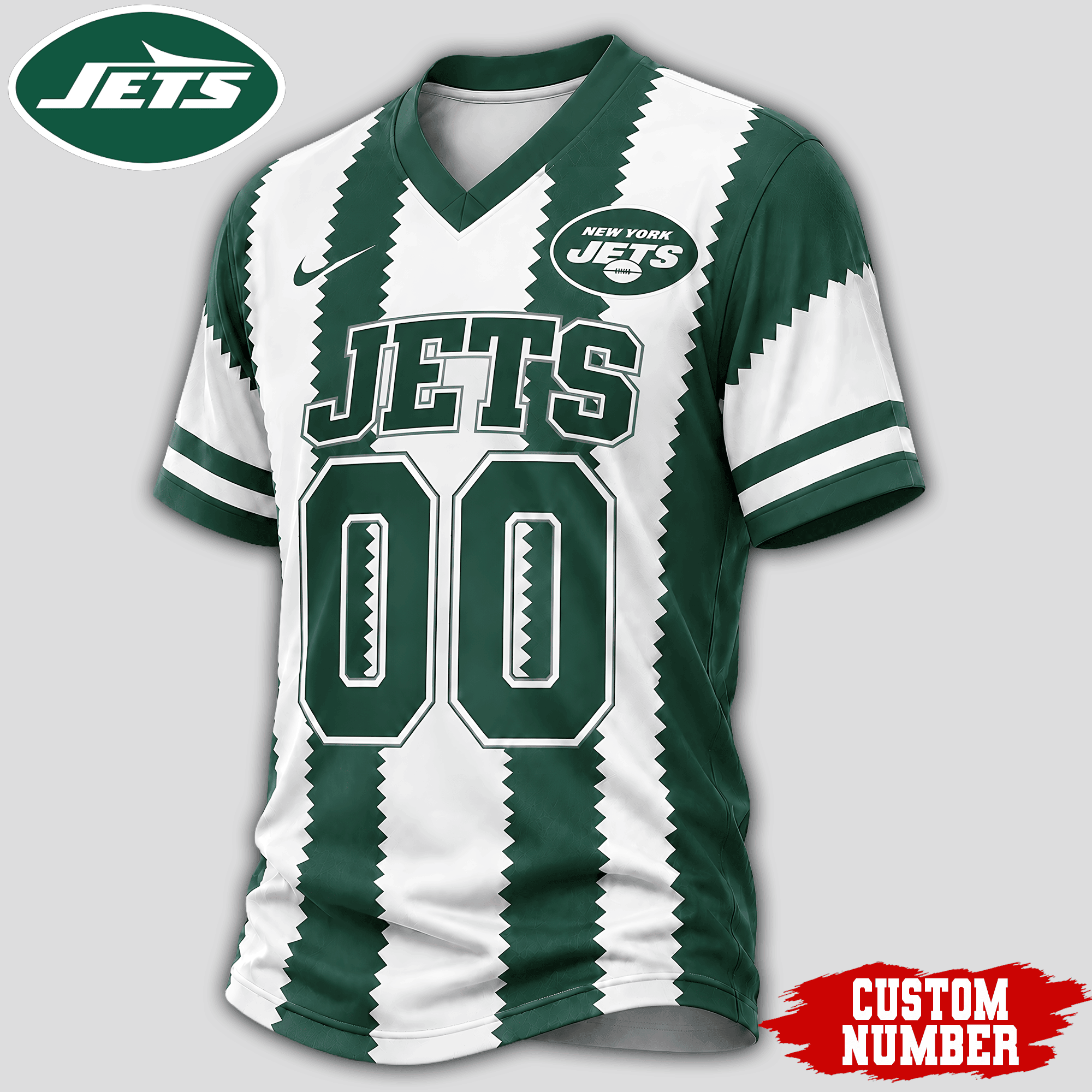 New York Jets | Premium NFL Bold Stripe Custom V-Neck Jersey NTH1