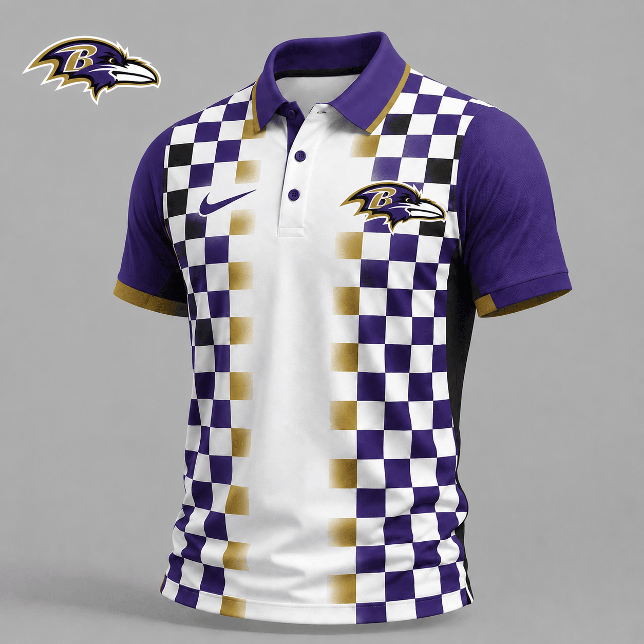 Baltimore Ravens | Premium NFL Checkered Fade Polo Shirt NY