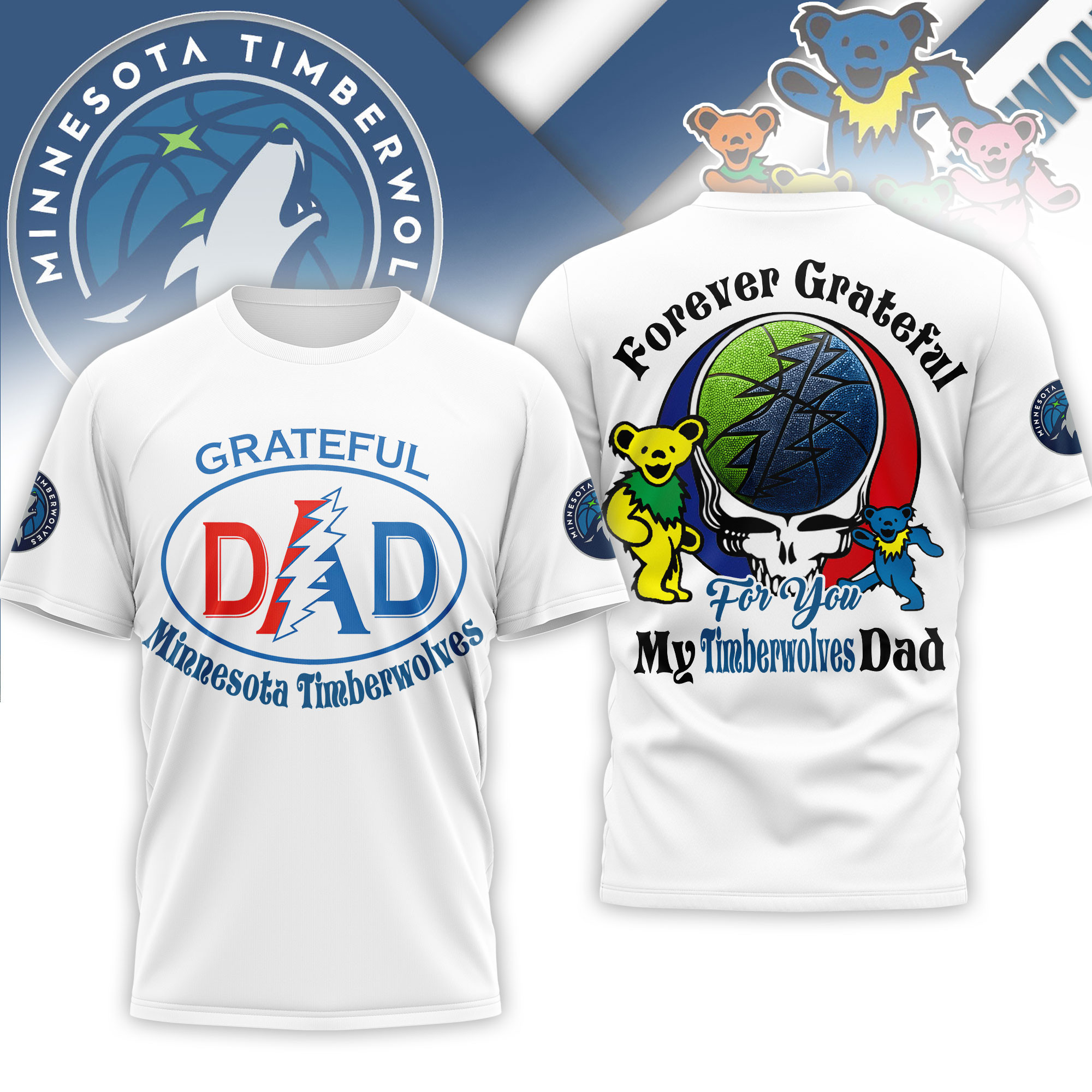 Minnesota Timberwolves | Premium NBA Grateful Dead Father Day 3D Shirt HY