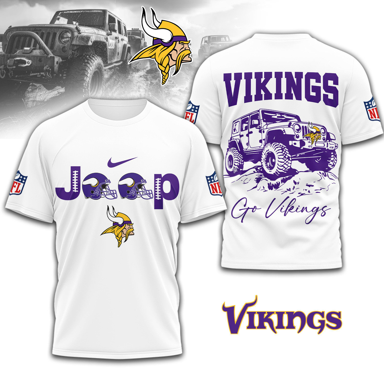 Minnesota Vikings | Premium NFL Jeep 3D Shirt TD