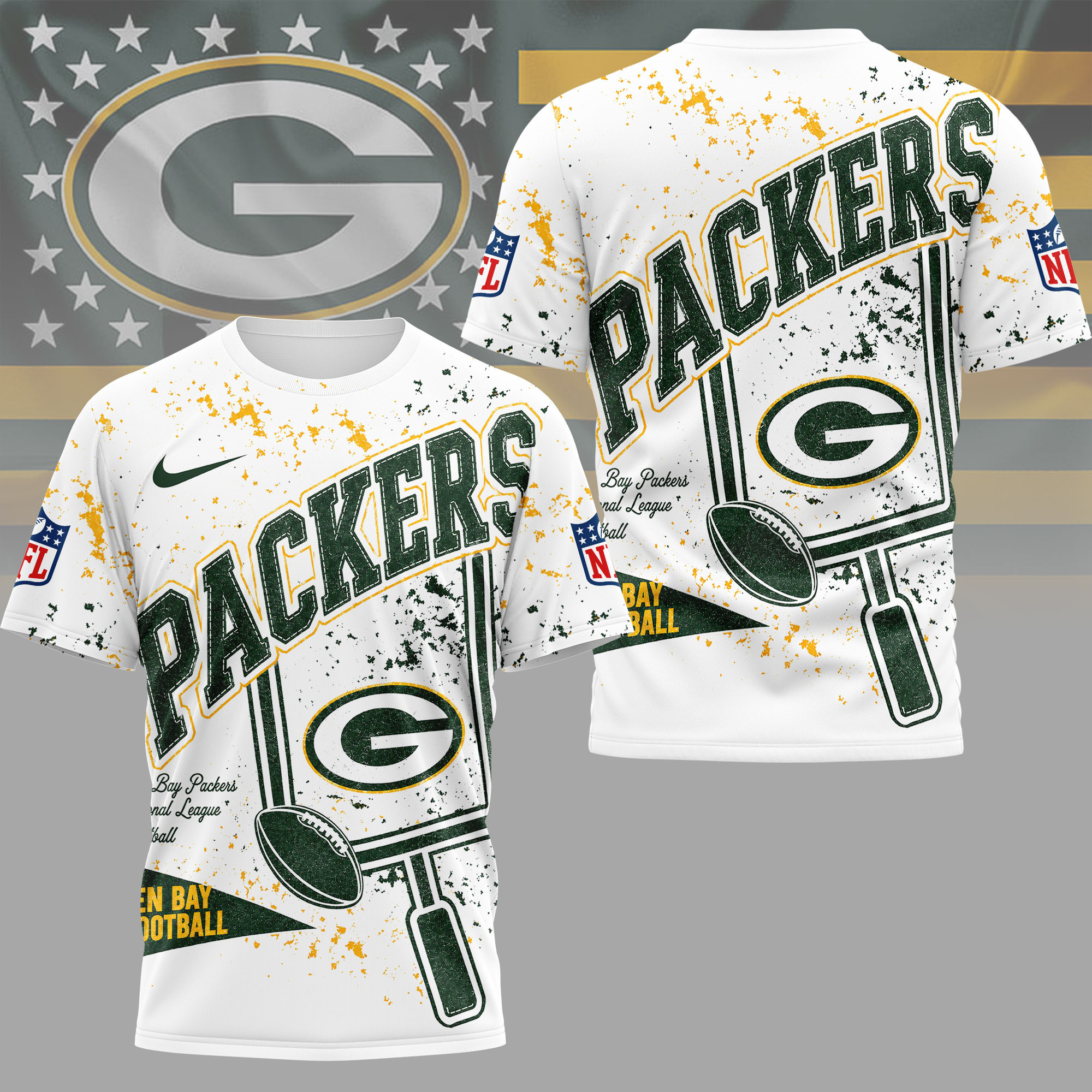 Green Bay Packers | Premium NFL Vintage Splatter Graphic 3D Shirt NY