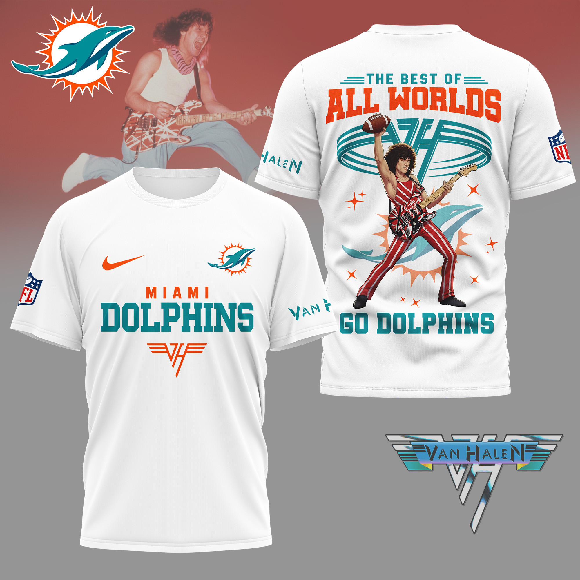 Miami Dolphins | Premium NFL Van Halen Graphic 3D Shirt NY