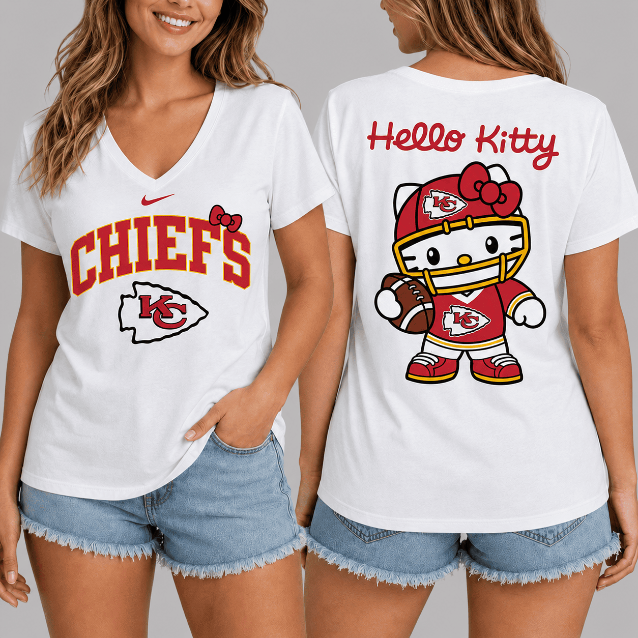 Kansas City Chiefs | Premium NFL Hello Kitty Football T-shirt TD
