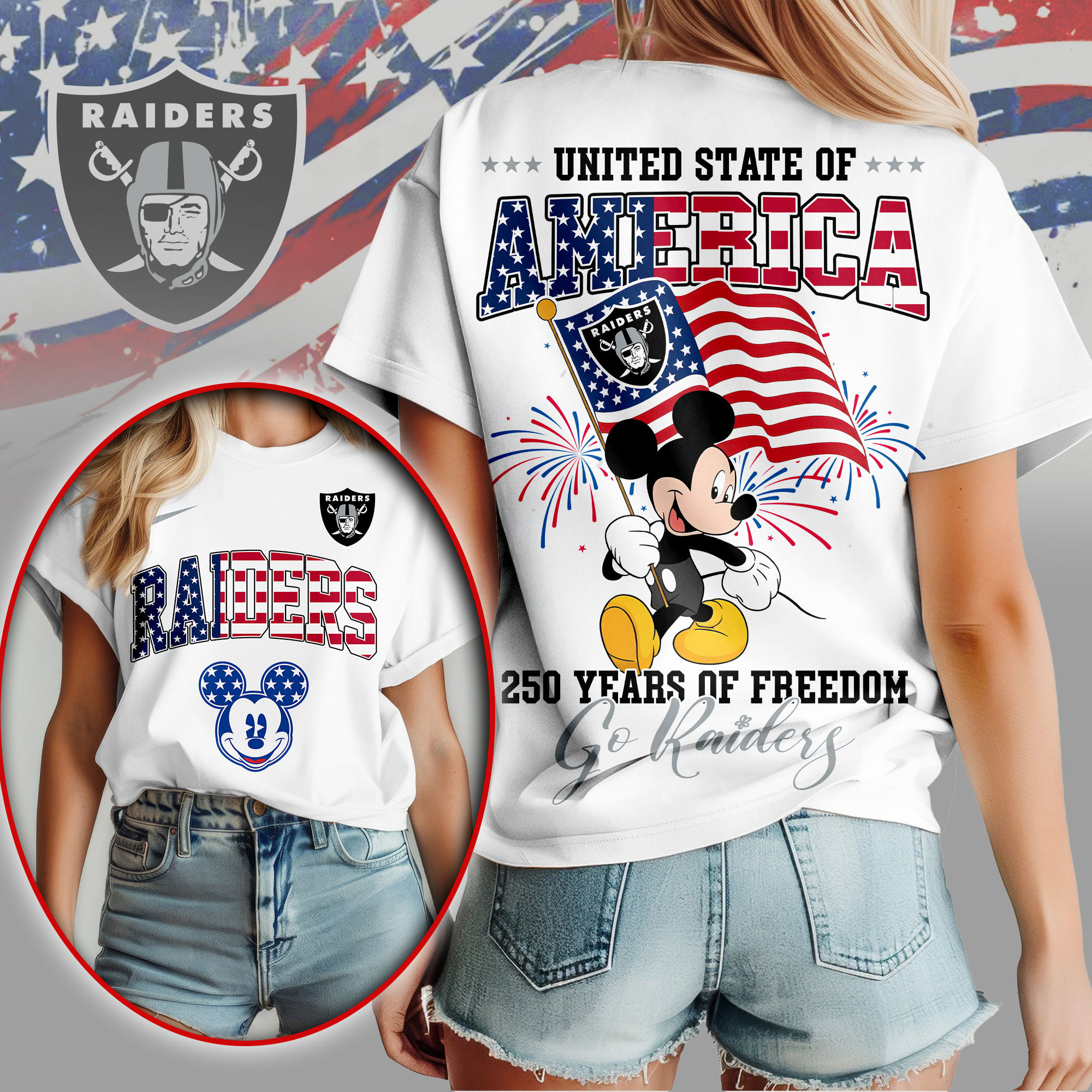 Las Vegas Raiders | Premium NFL Freedom 250 3D Shirt NY