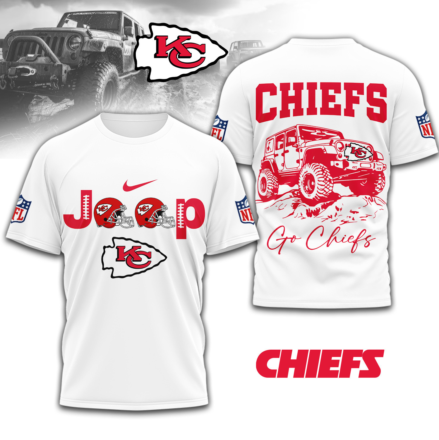 Kansas City Chiefs | Premium NFL Jeep 3D Shirt TD