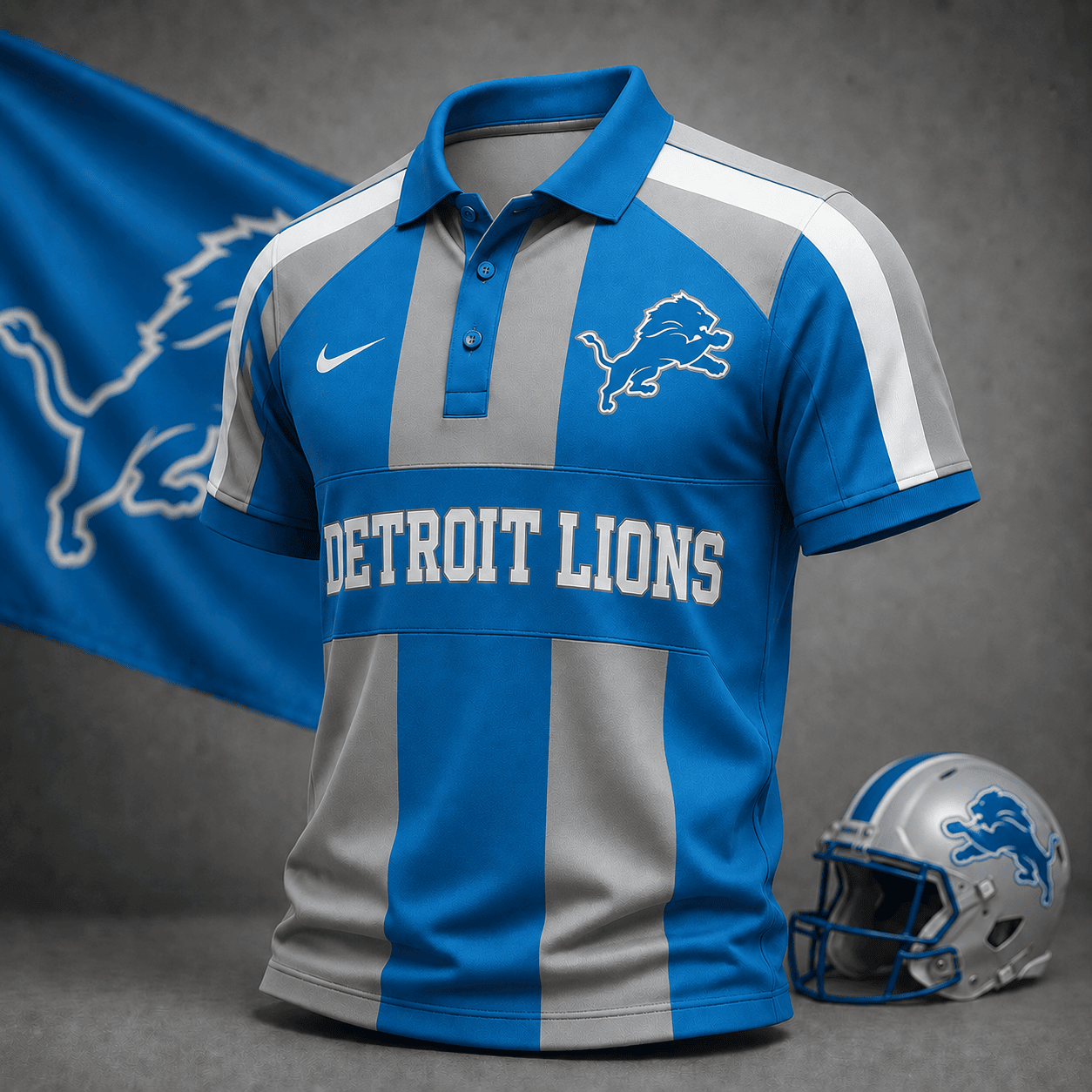 Detroit Lions | Premium NFL Heritage Stripe Rugby Polo Shirt NY
