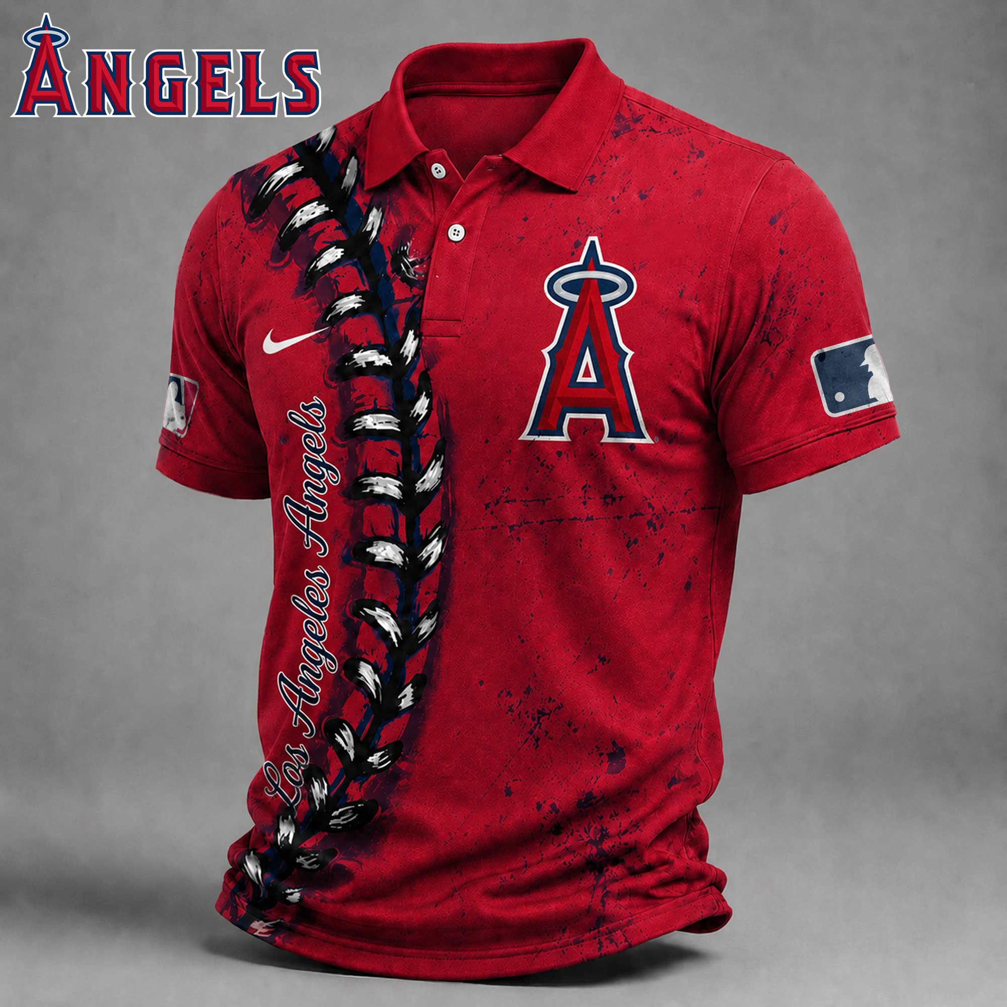 Los Angeles Angels | Premium MLB Baseball Stitch Polo Shirt