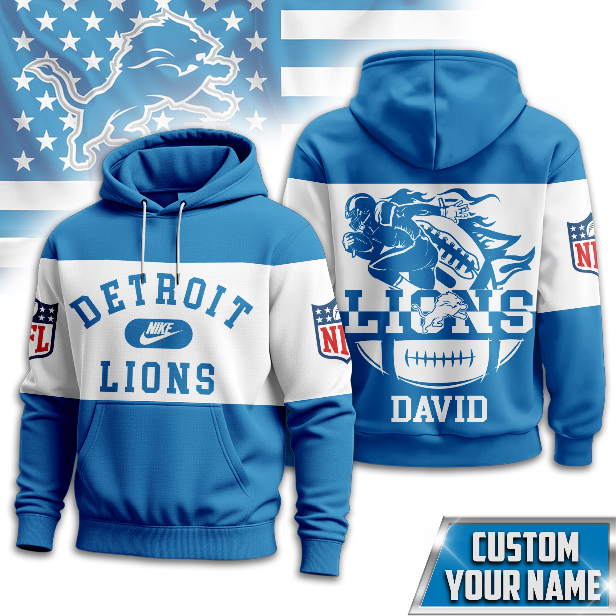 Detroit Lions | Premium NFL Touchdown Spirit Personalized Hoodie TD