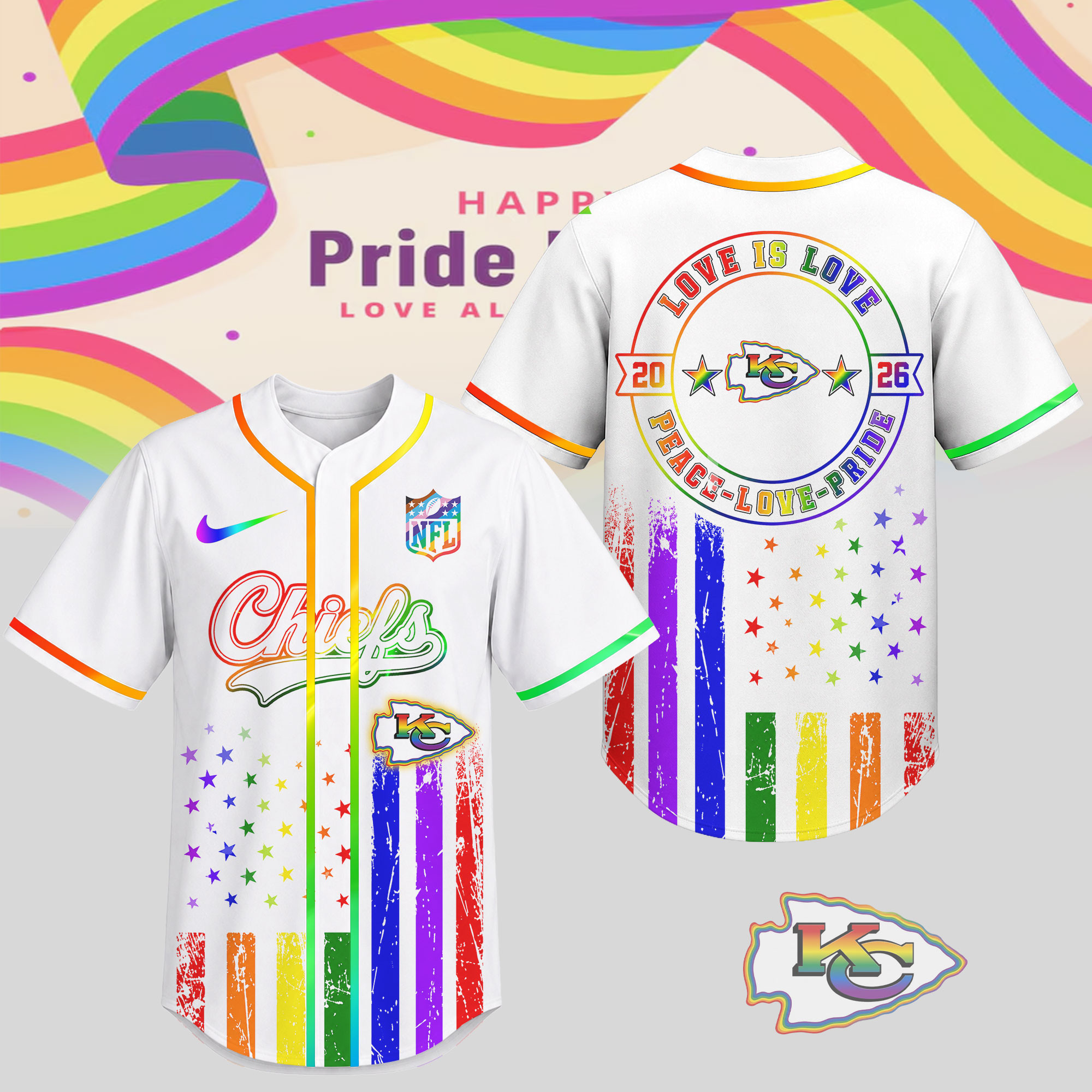 Kansas City Chiefs | Premium NFL Pride Love Limited Edition Jersey NTH1