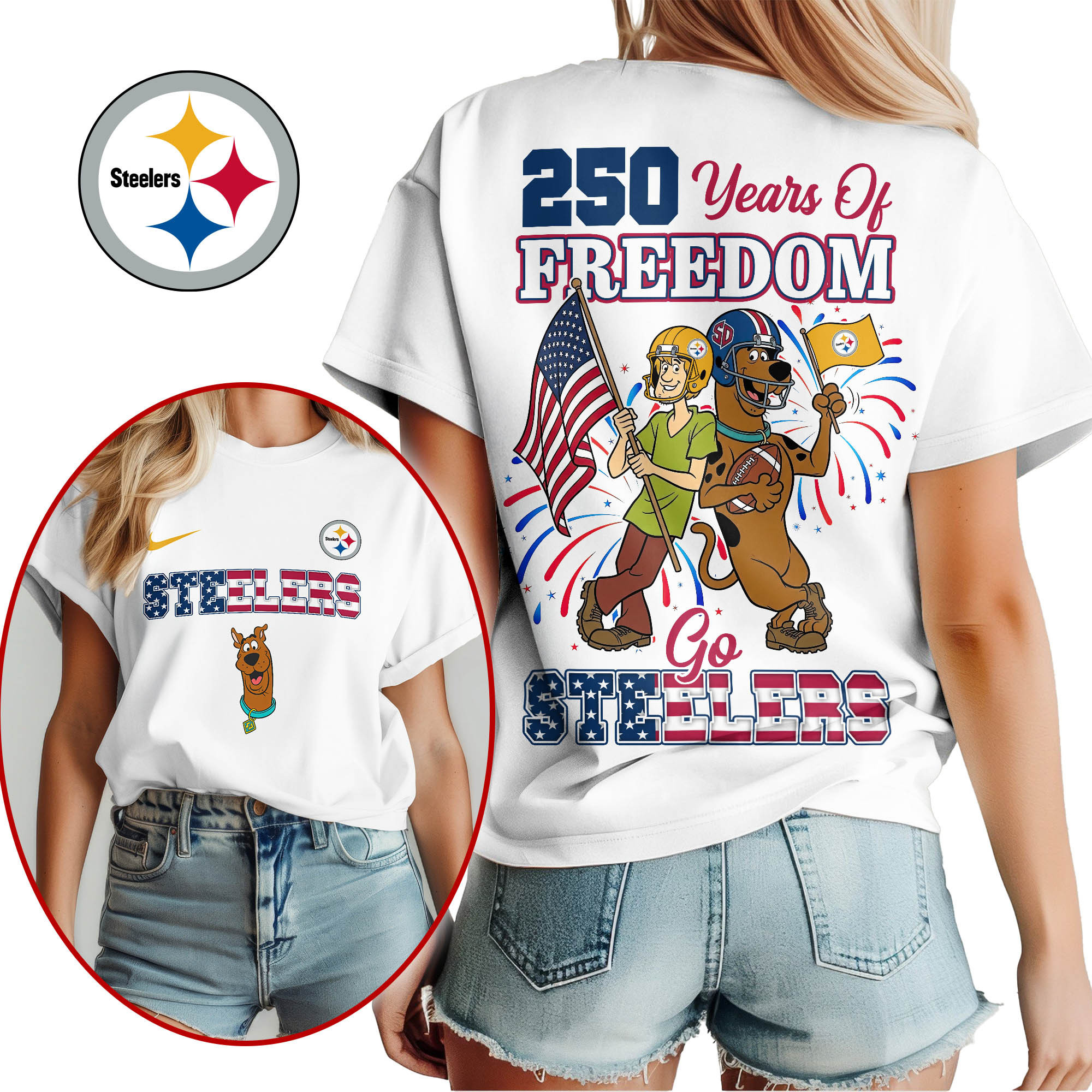 Pittsburgh Steelers | Premium NFL Scooby Doo Celebrates 250th Anniversary 3D Shirt NP