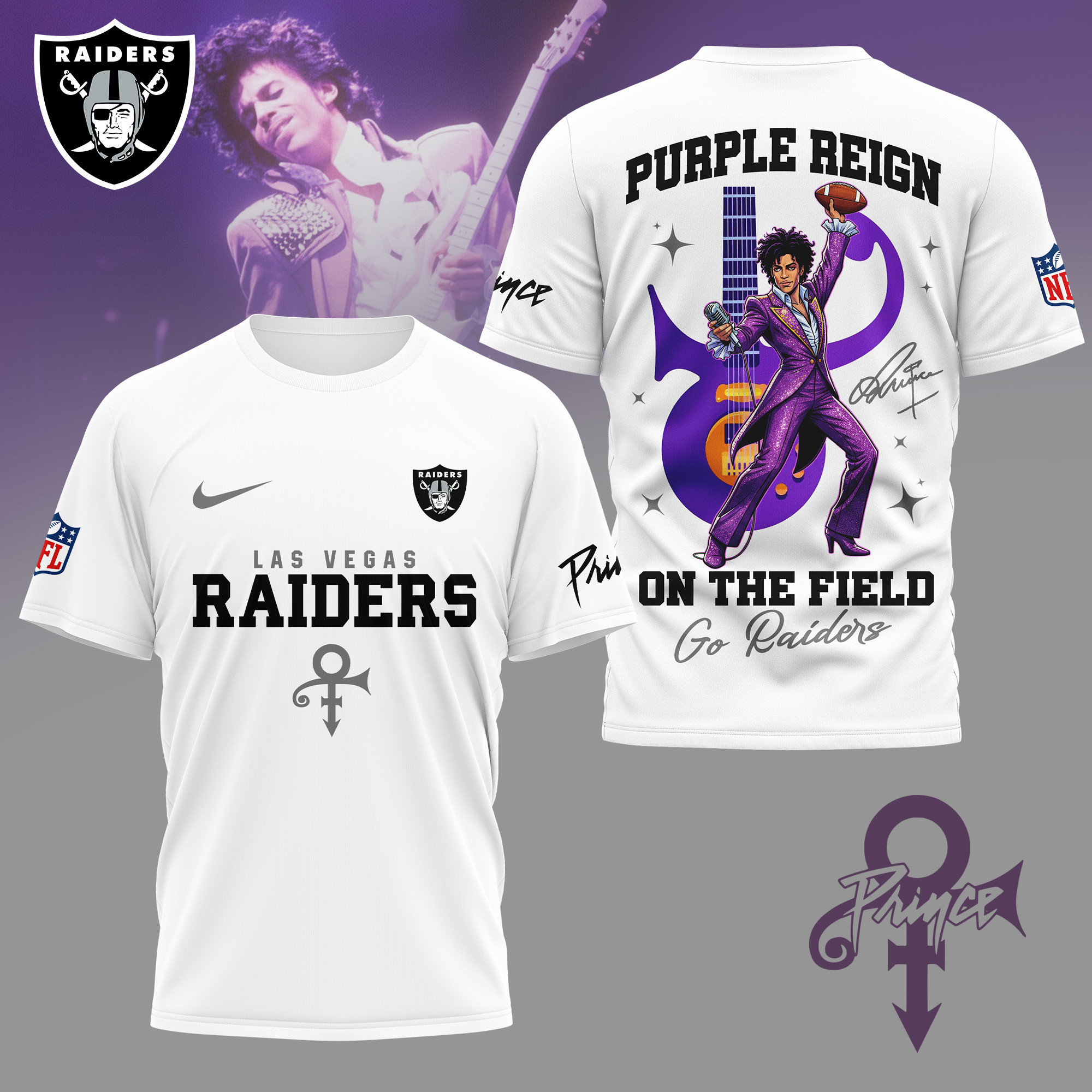 Las Vegas Raiders | Premium NFL Prince Purple Reign Football 3D Shirt NY