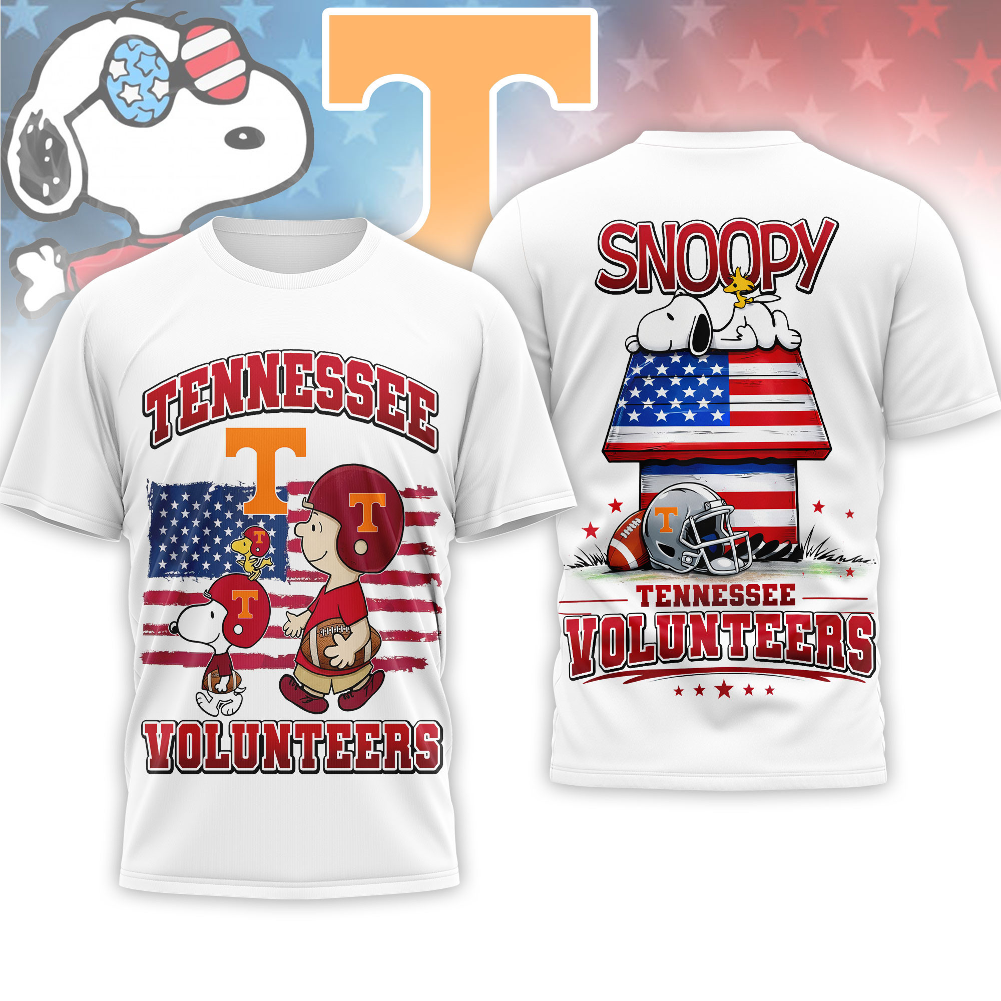 Tennessee Volunteers | Premium NCAA America 250 with Snoopy 3D Shirt NTH1
