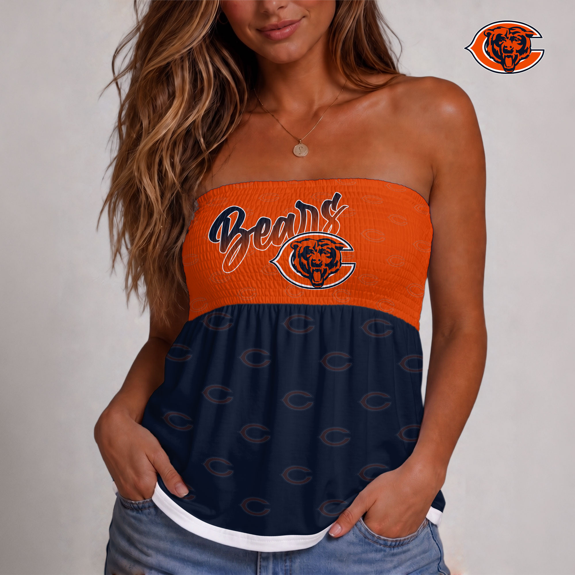 Chicago Bears | Premium NFL Vintage Strapless Top Long Sleeveless NY