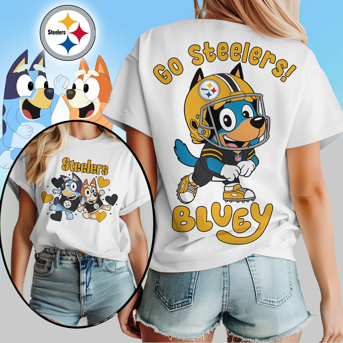 Pittsburgh Steelers | Premium NFL Bluey Women's Shirt TD