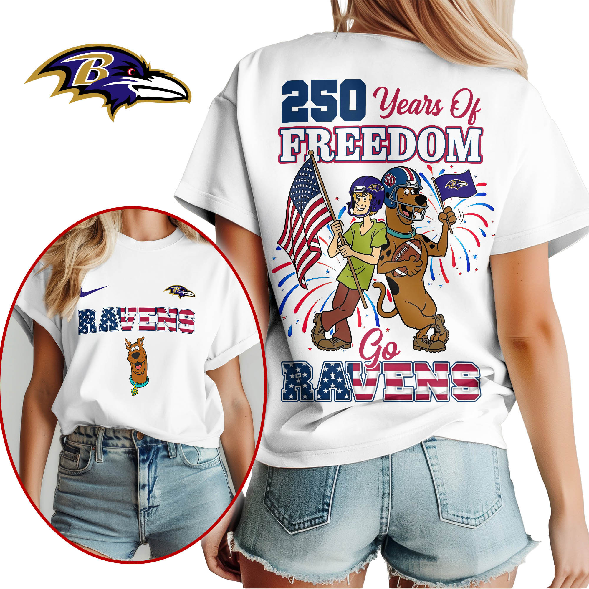 Baltimore Ravens | Premium NFL Scooby Doo Celebrates 250th Anniversary 3D Shirt NP