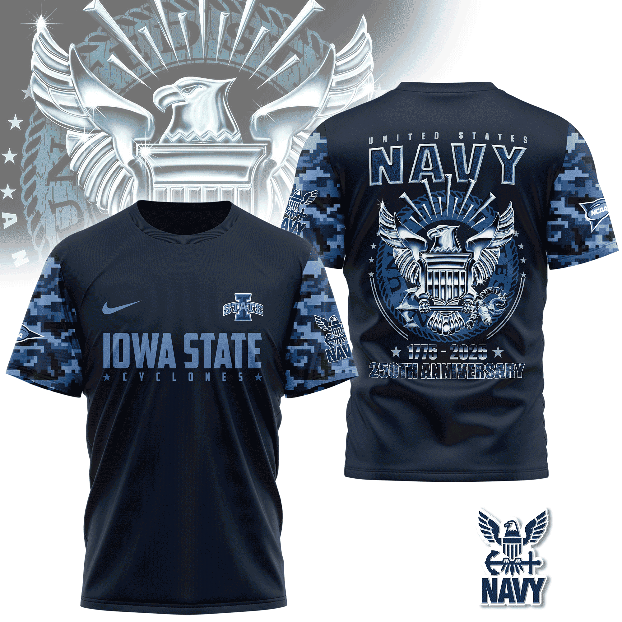 Iowa State Cyclones | Premium NCAA Navy 250 Years 3D Shirt TD