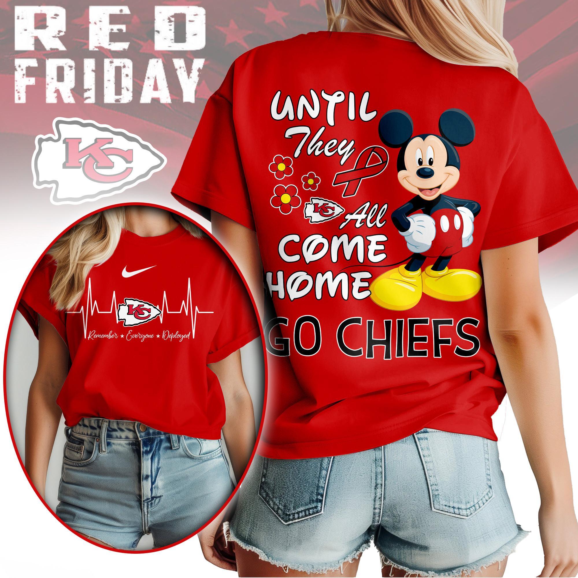 Kansas City Chiefs | Premium NFL Mickey Red Friday 3D Shirt NY