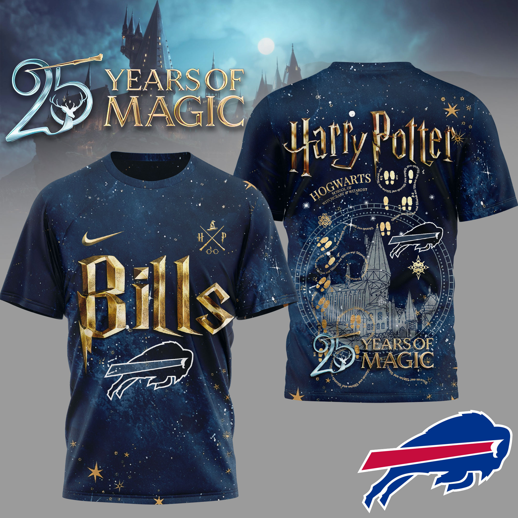 Buffalo Bills | Premium NFL Harry Potter 25 Years Of Magic 3D Shirt TD
