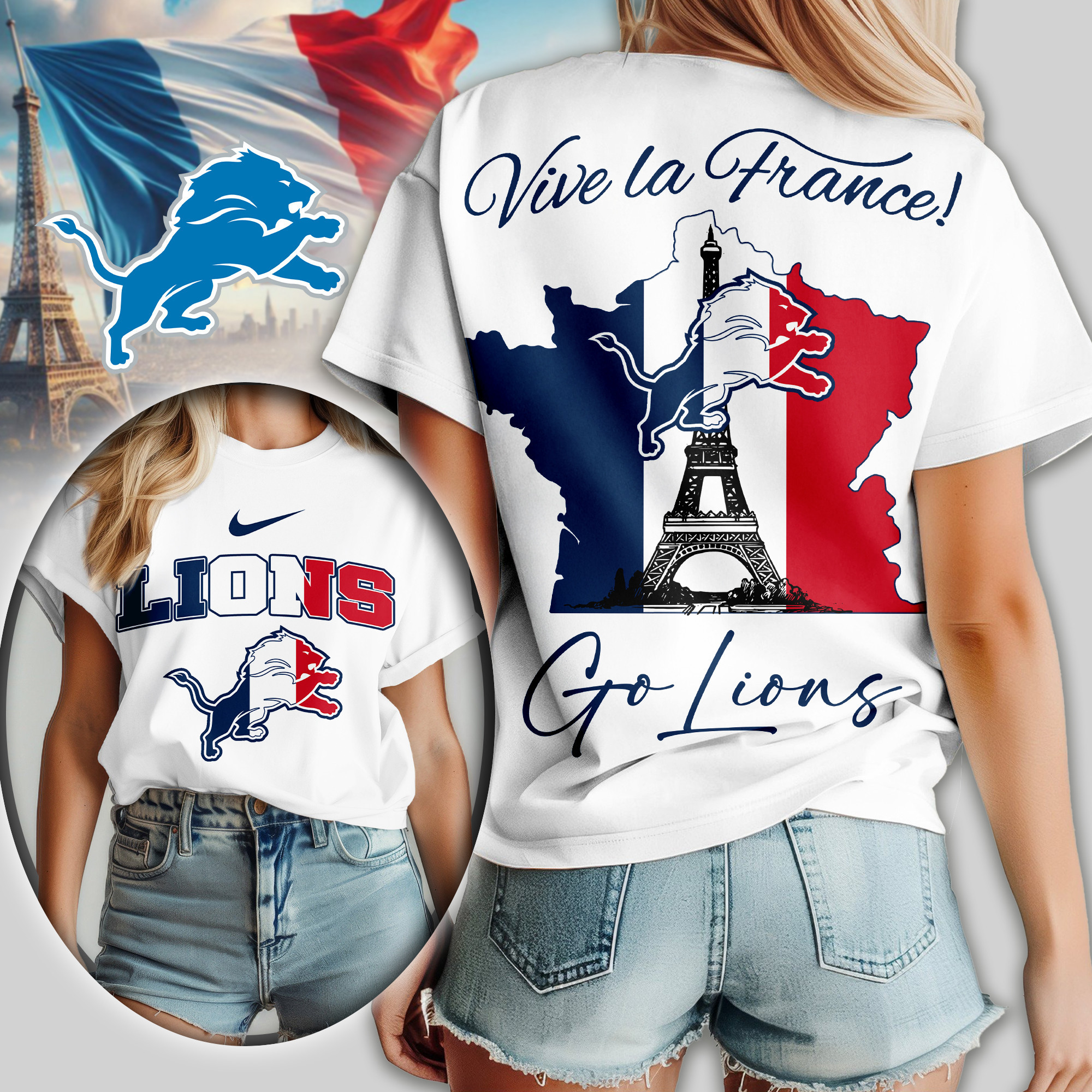 Detroit Lions | Premium NFL France Women Shirt TD
