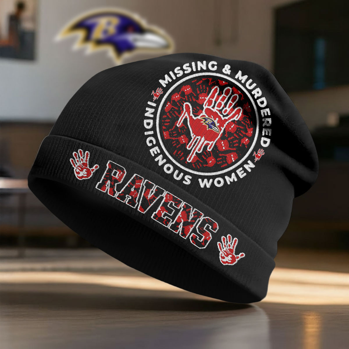 Baltimore Ravens | Premium NFL MMIW Awareness Beanie Hat NY