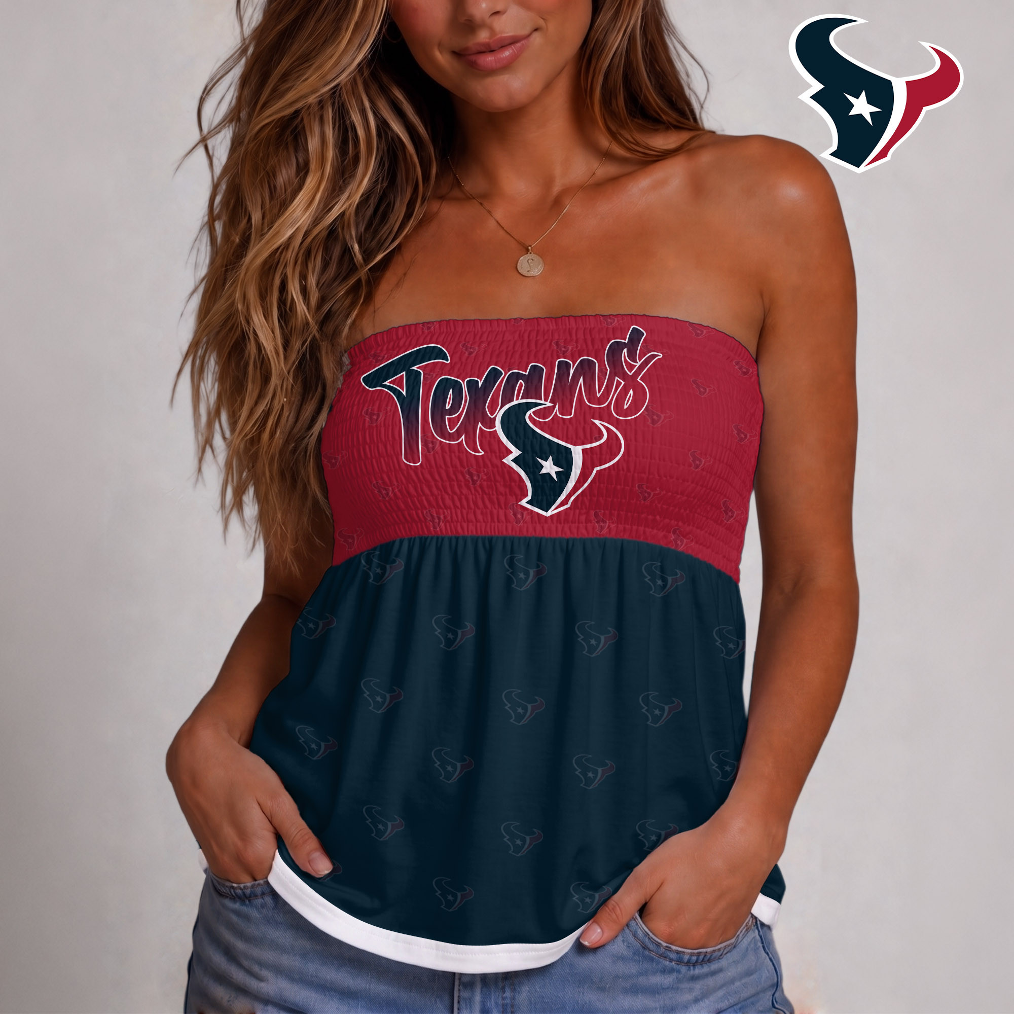 Houston Texans| Premium NFL Vintage Strapless Top Long Sleeveless NY