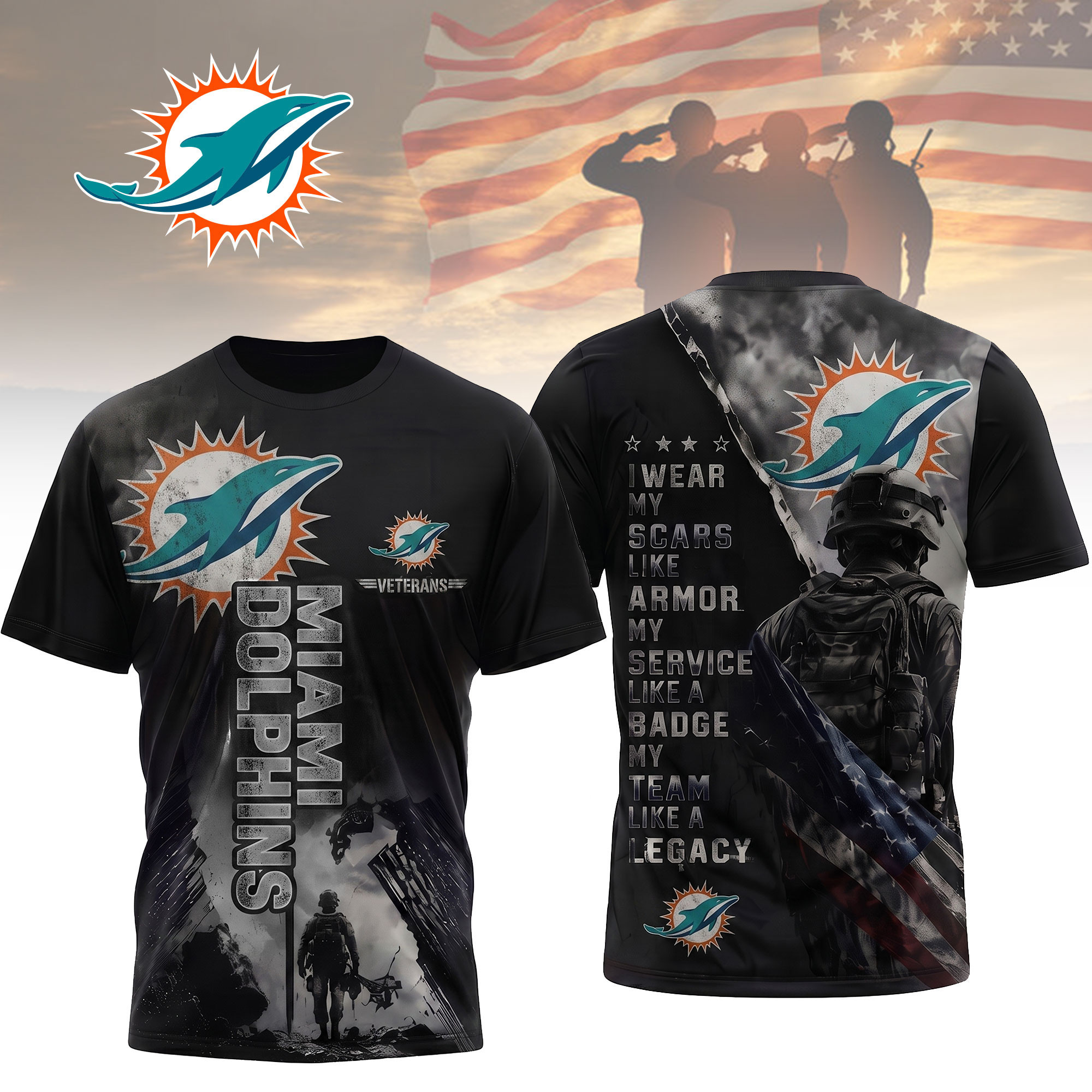 Miami Dolphins | Premium NFL Veterans Legacy Team 3D Shirt NTH1