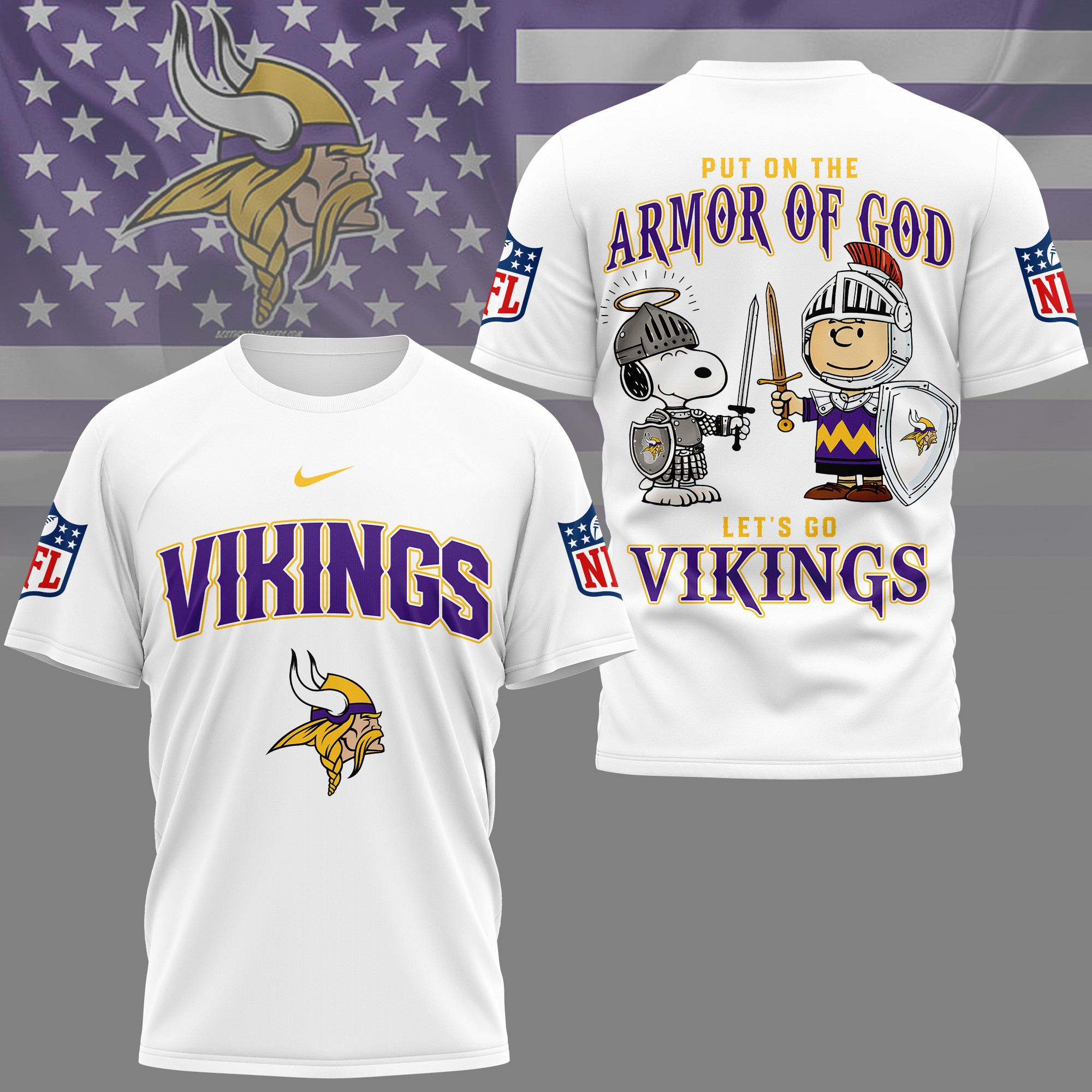 Minnesota Vikings | Premium NFL Armor of God 3D Shirt NY